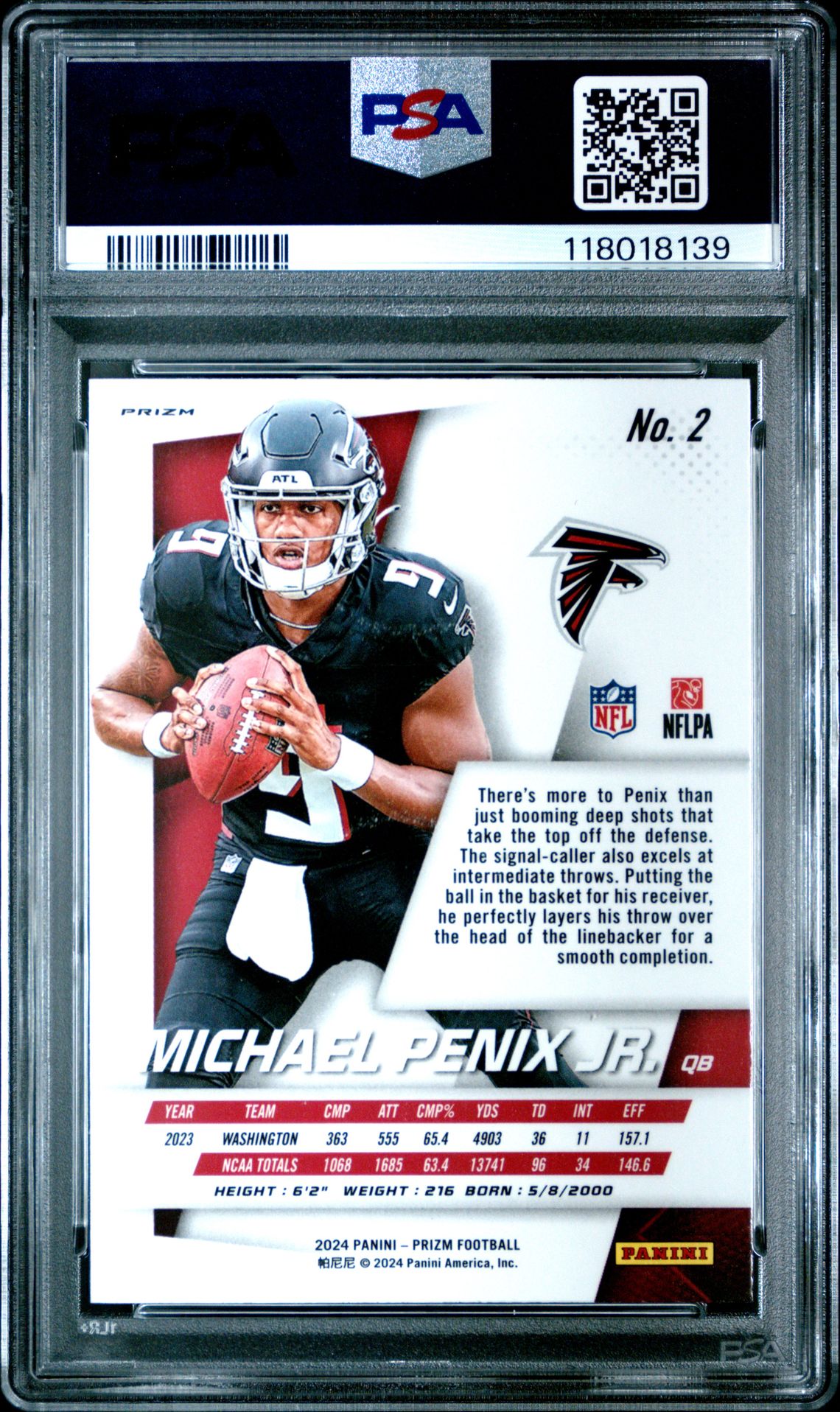 2024 Panini Prizm Prizm Flashback Rookie Michael Penix Jr. #2 Gem Mt 10 back