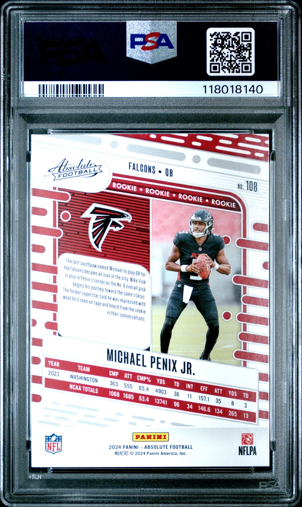 2024 Panini Absolute Michael Penix Jr. #108 Mint 9 back