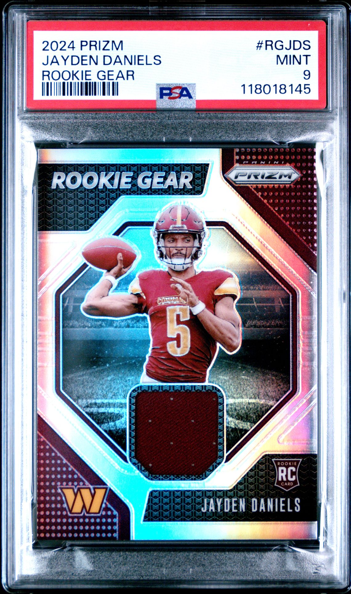 2024 Panini Prizm Rookie Gear Jayden Daniels #Rgjds Mint 9 front