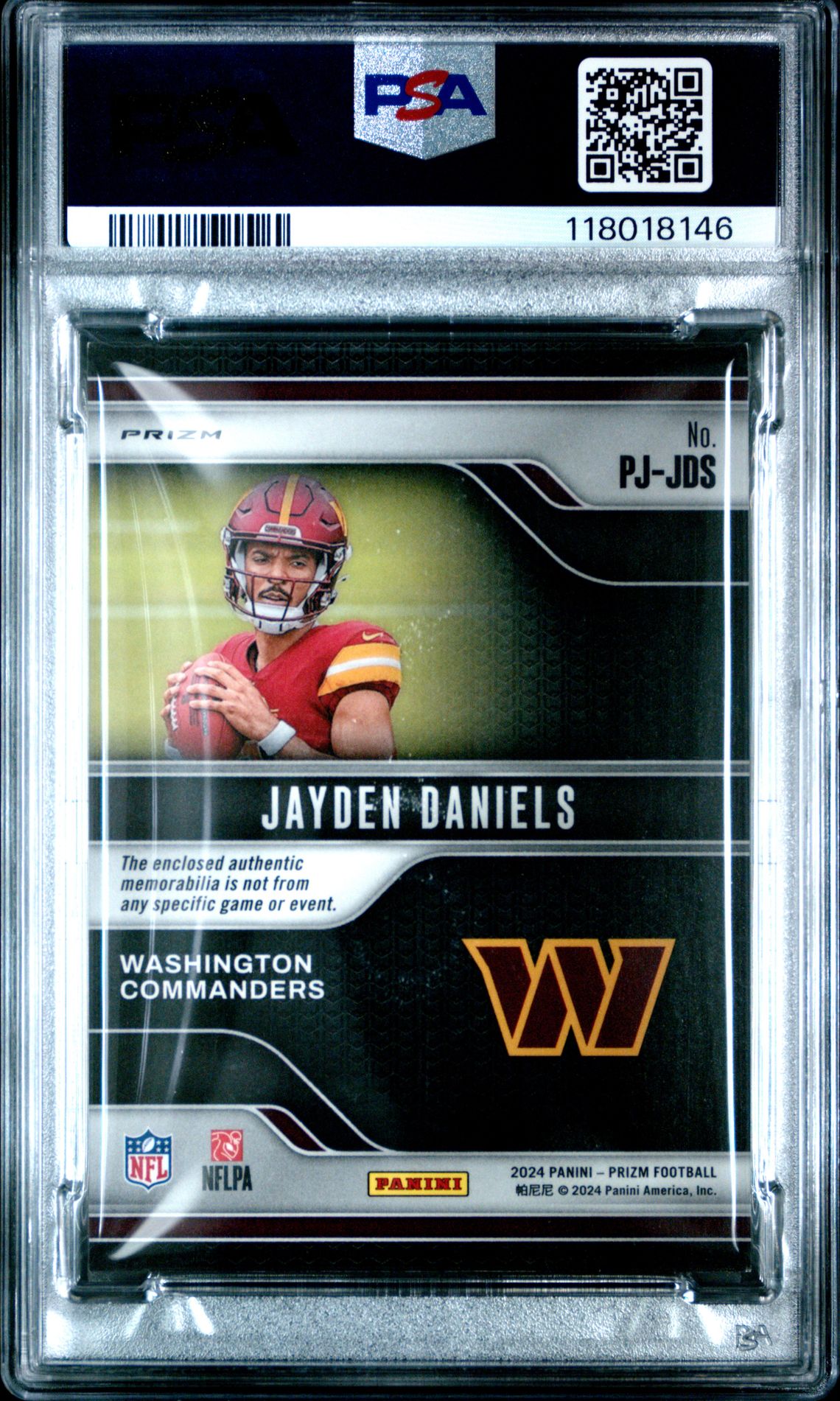 2024 Panini Prizm Premier Jerseys Jayden Daniels #Pjjds (Premier Jsy-Nn Green Pulsar) Mint 9 back