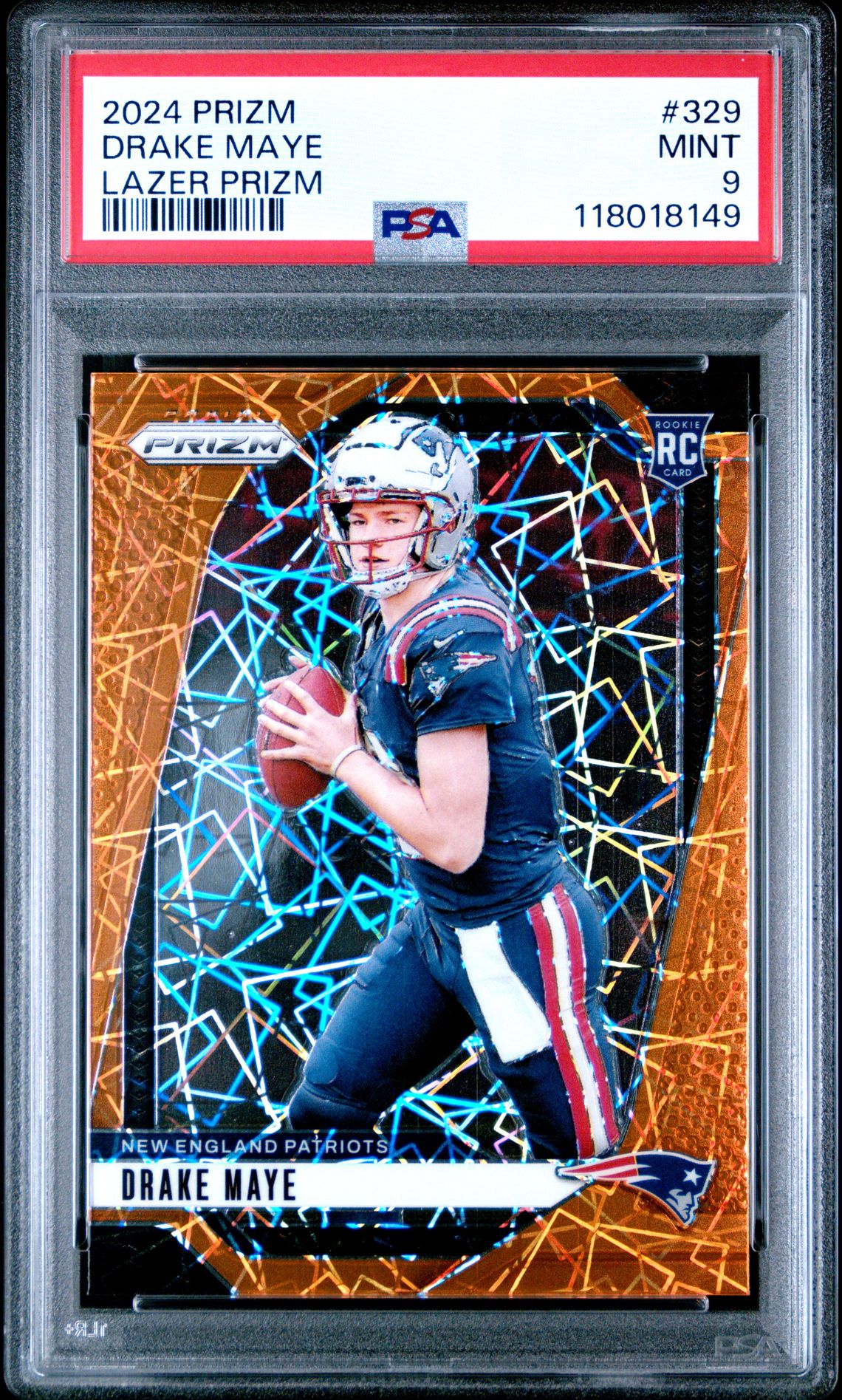 2024 Panini Prizm Drake Maye #329 (Lazer Prizm) Mint 9 front