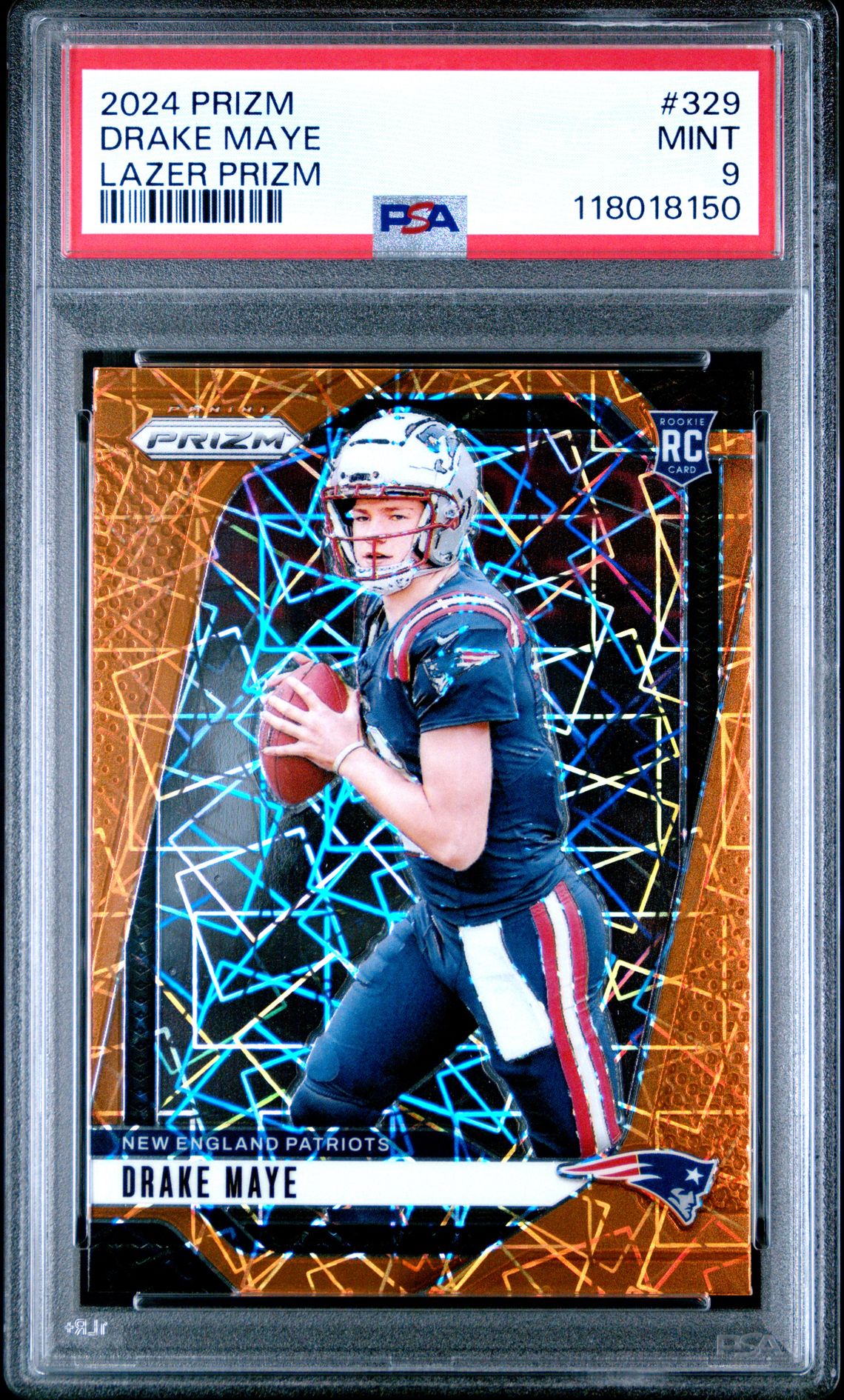 2024 Panini Prizm Drake Maye #329 (Lazer Prizm) Mint 9 front