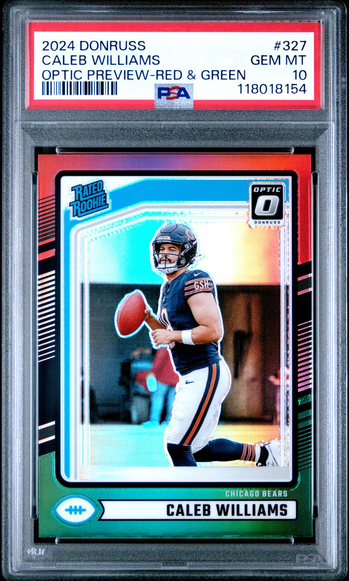 2024 Panini Donruss Caleb Williams #327 (Optic Preview-Red & Green) Gem Mt 10 front