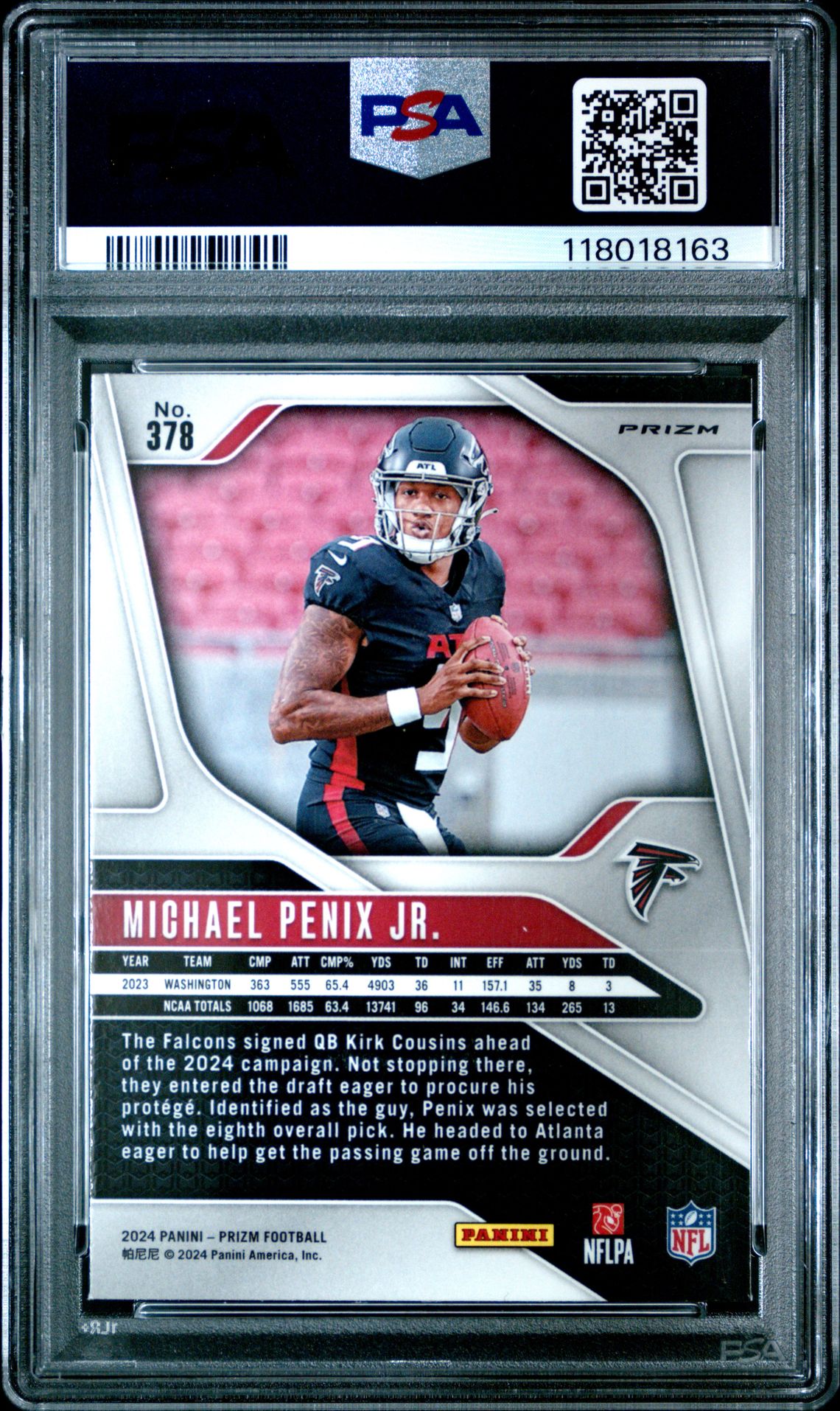 2024 Panini Prizm Michael Penix Jr. #378 (Pink Prizm) Mint 9 back