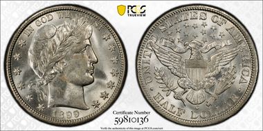1899-O 50C MS62