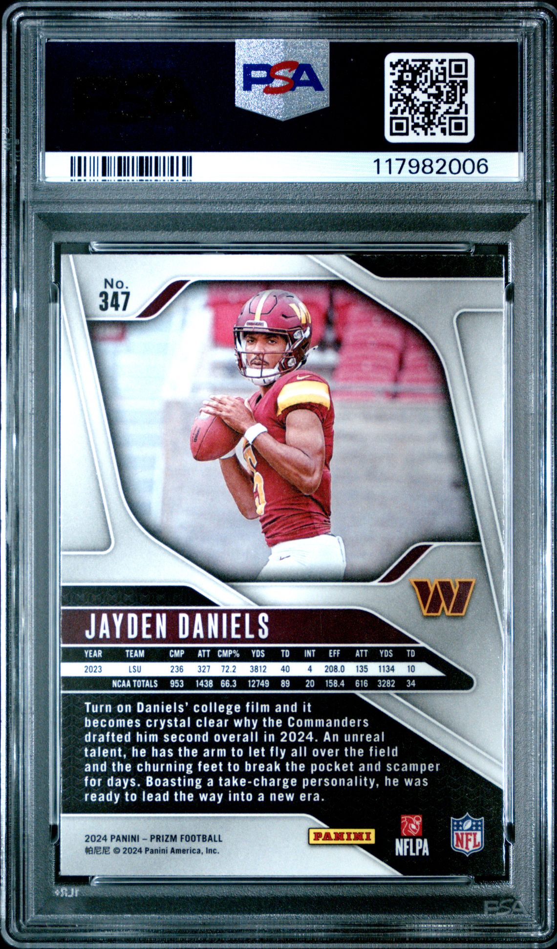 2024 Panini Prizm Jayden Daniels #347 Mint 9 back