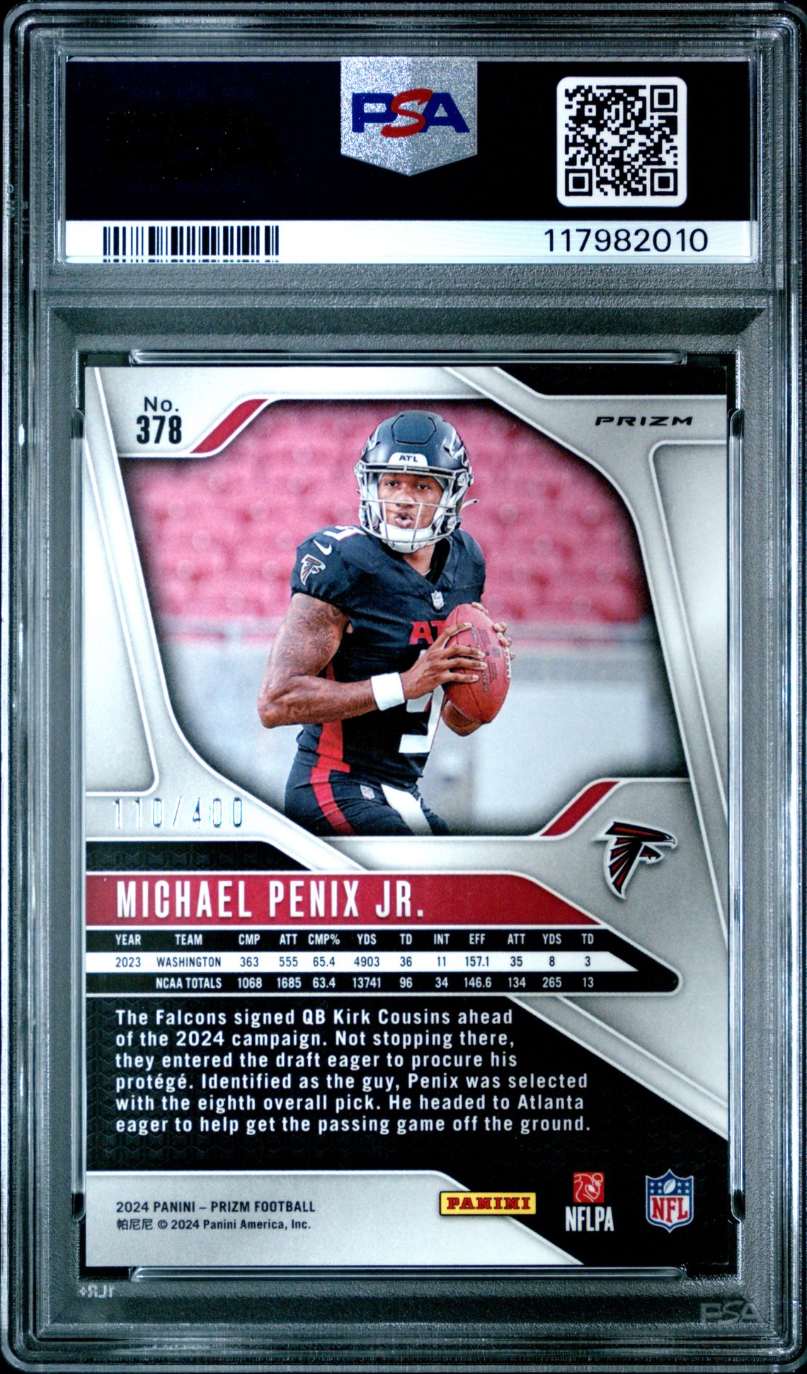2024 Panini Prizm Michael Penix Jr. #378 (Pandora) Mint 9 back