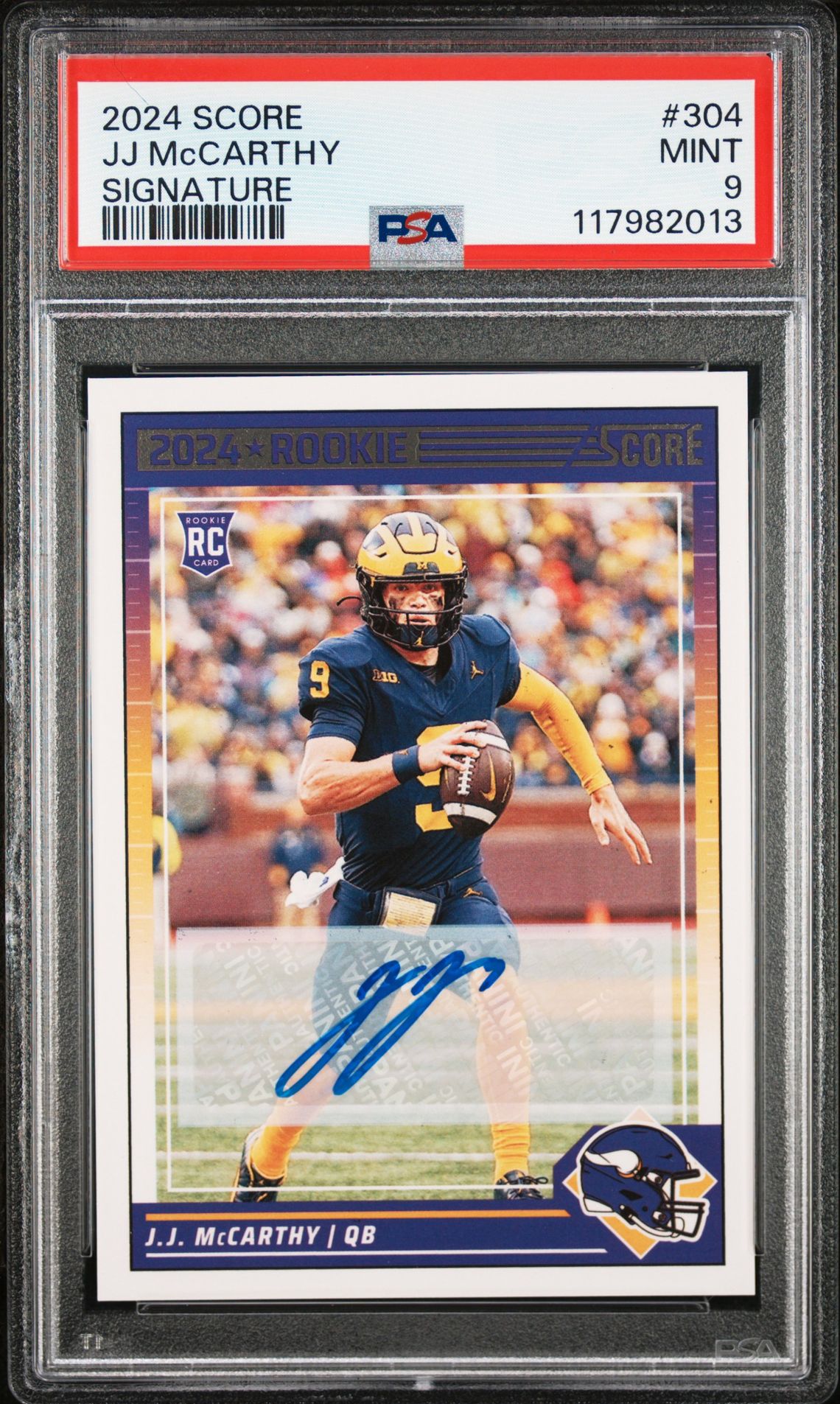 2024 Panini Score Jj Mccarthy #304 (Signature) Mint 9 front