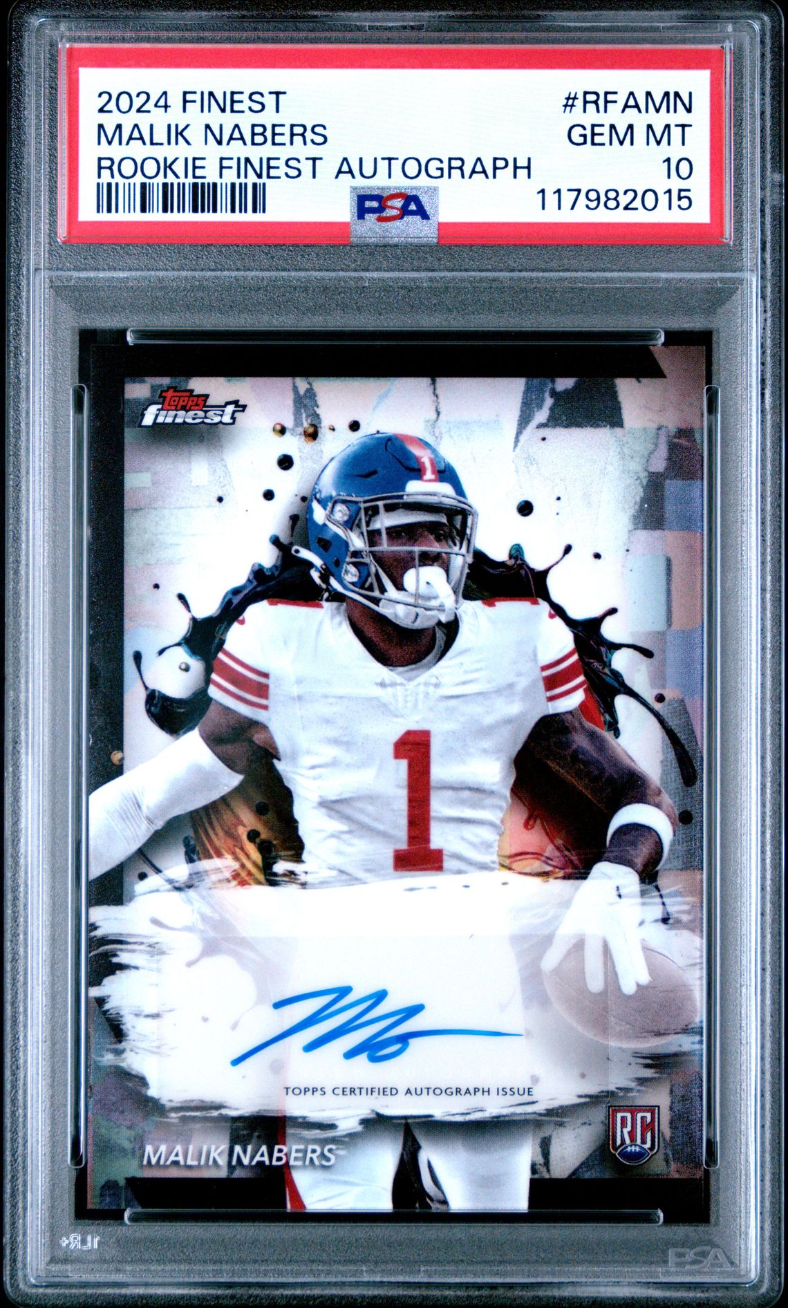 2024 Topps Finest Rookie Finest Autographs Malik Nabers #Rfamn Gem Mt 10 front