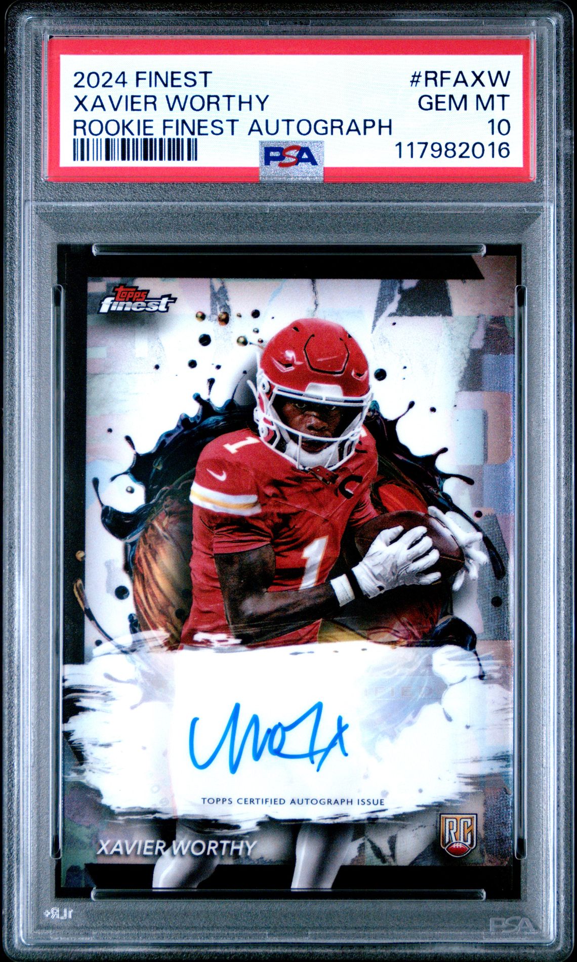 2024 Topps Finest Rookie Finest Autographs Xavier Worthy #Rfaxw Gem Mt 10 front
