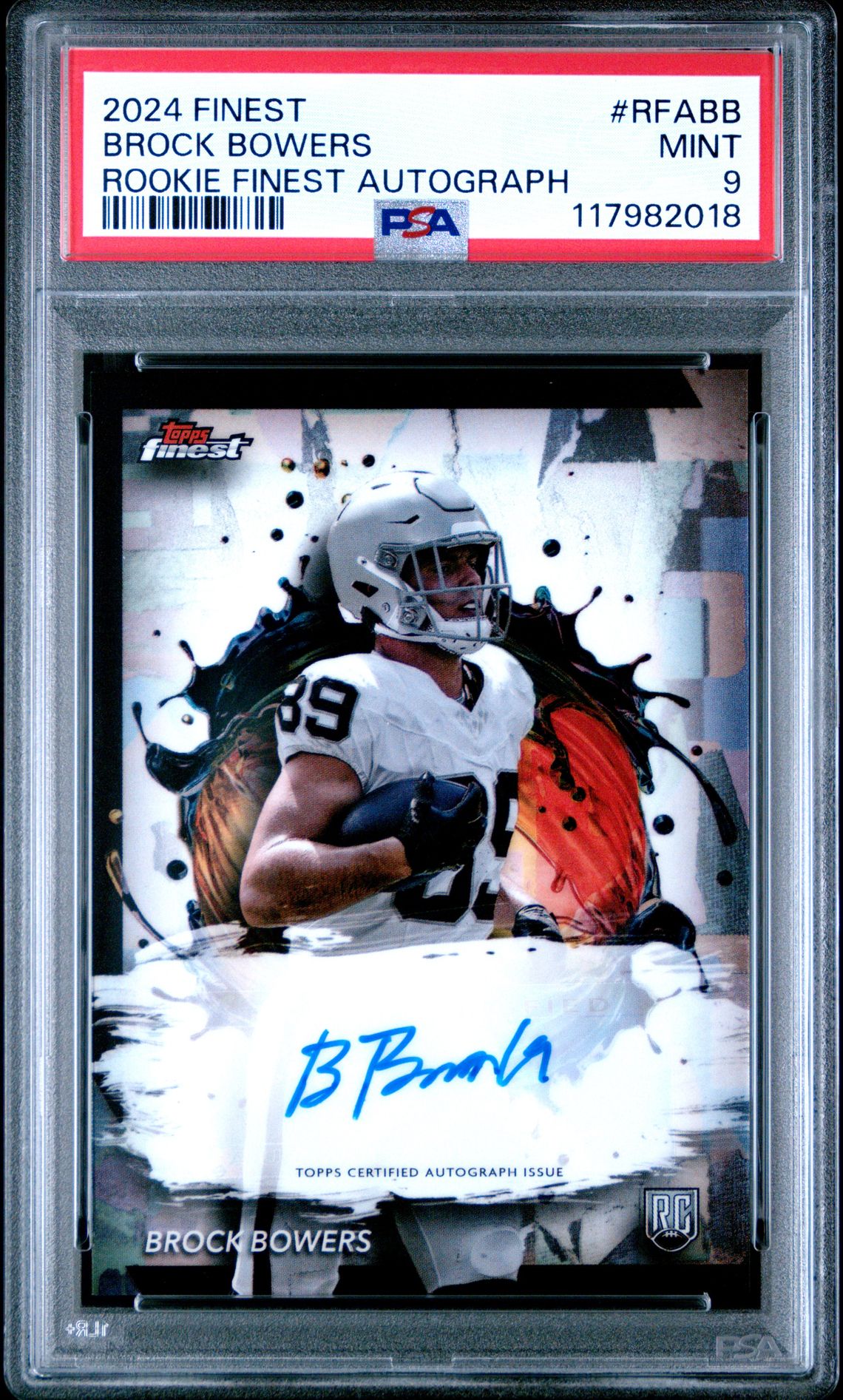 2024 Topps Finest Rookie Finest Autographs Brock Bowers #Rfabb Mint 9 front