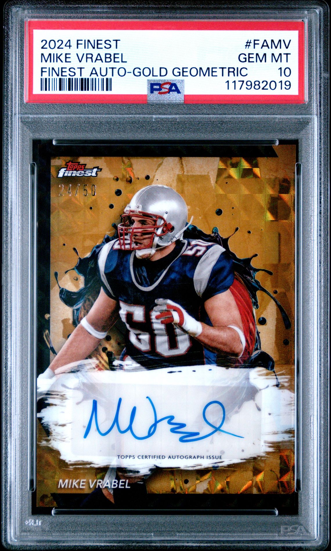 2024 Topps Finest Finest Autographs Mike Vrabel #Famv (Finest Auto-Gold Geometric) Gem Mt 10 front