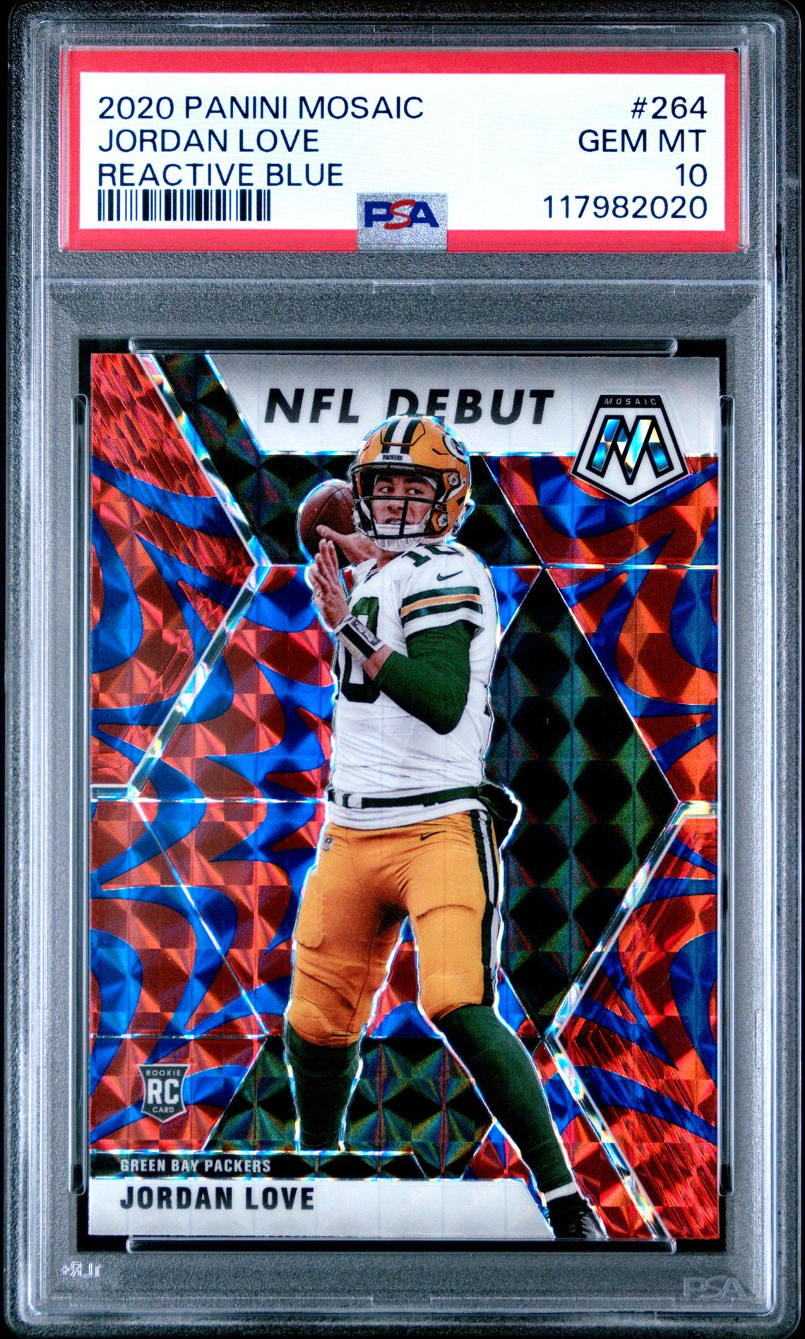 2020 Panini Mosaic Jordan Love #264 (Reactive Blue) Gem Mt 10 front