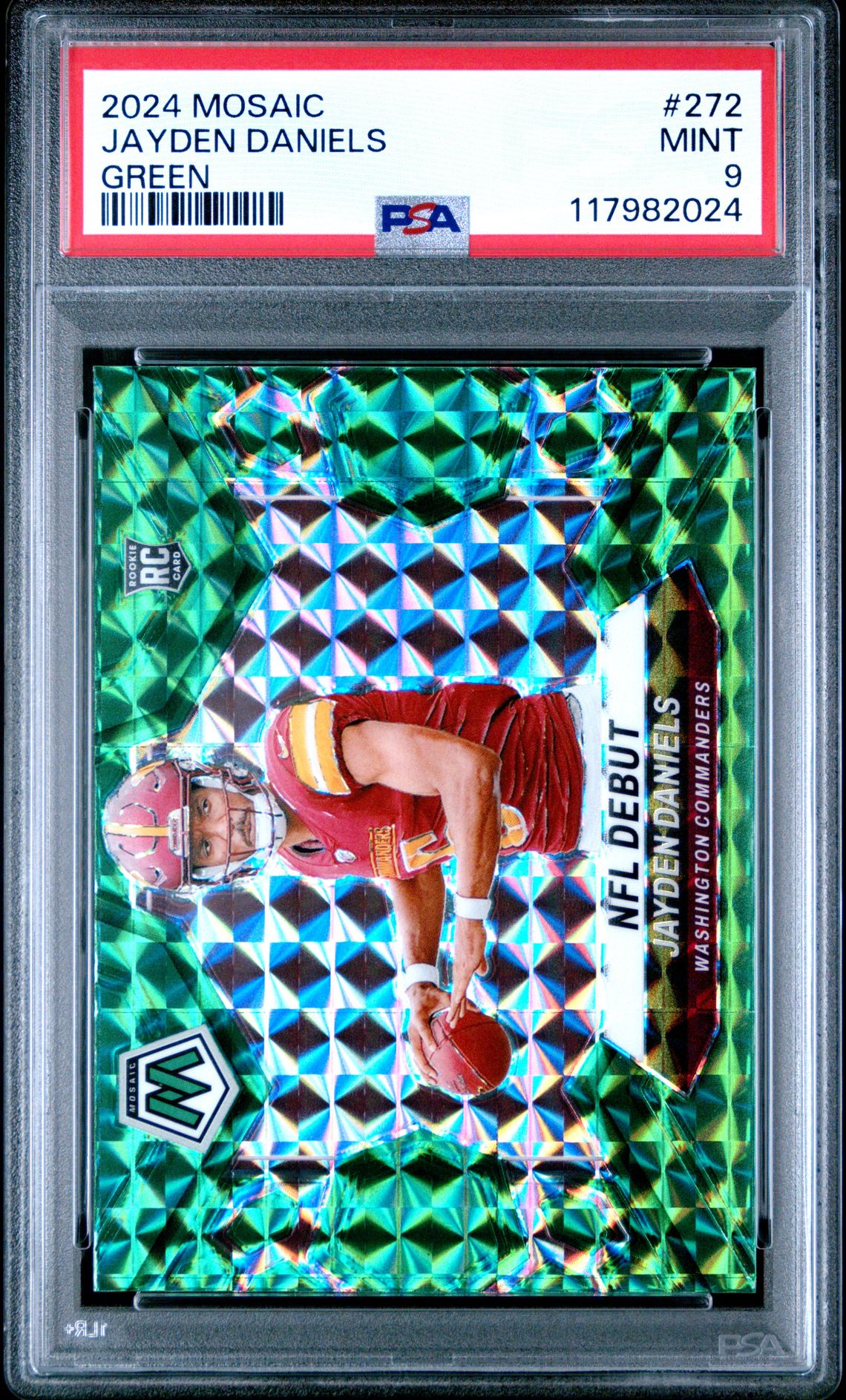 2024 Panini Mosaic Jayden Daniels #272 (Green) Mint 9 front