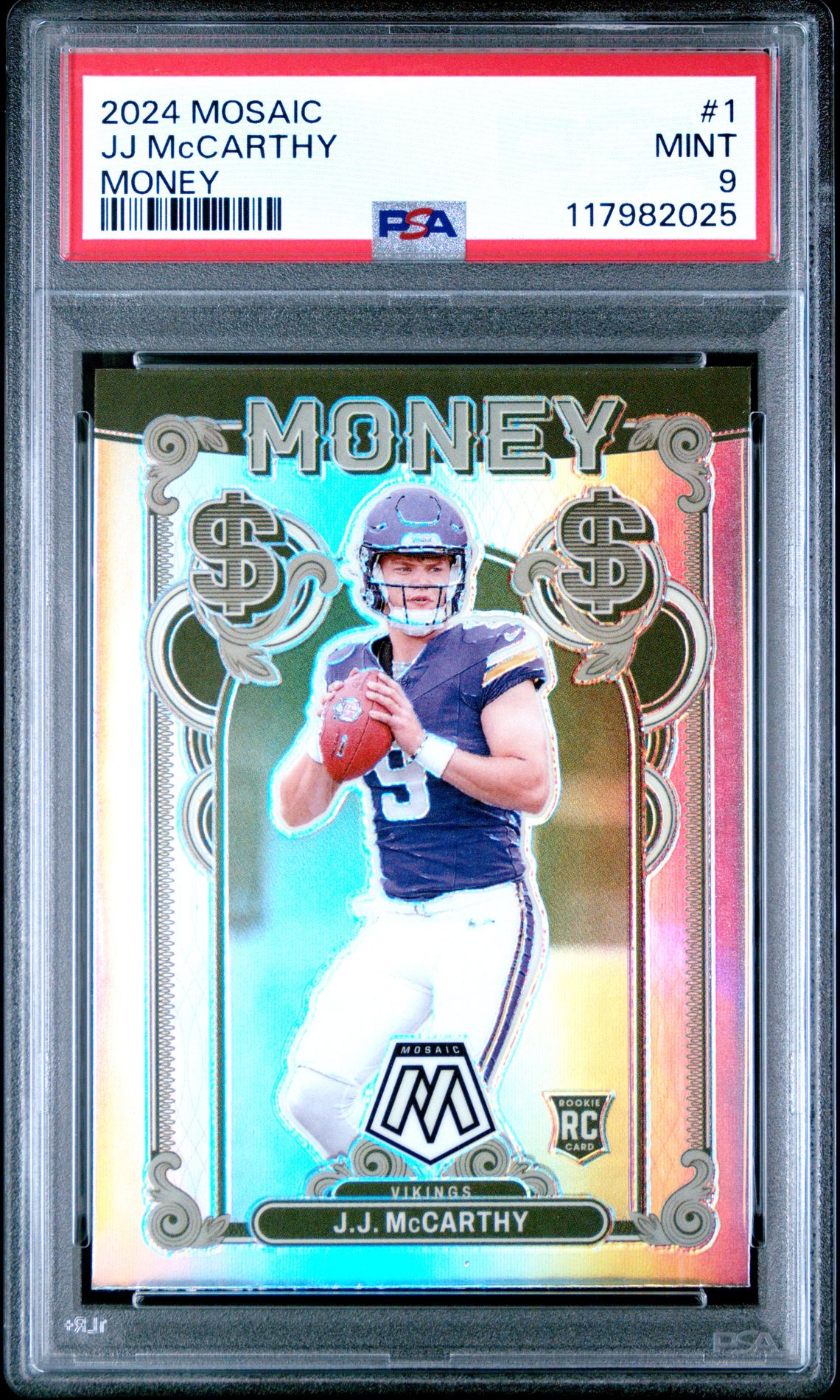 2024 Panini Mosaic Money Jj Mccarthy #1 Mint 9 front
