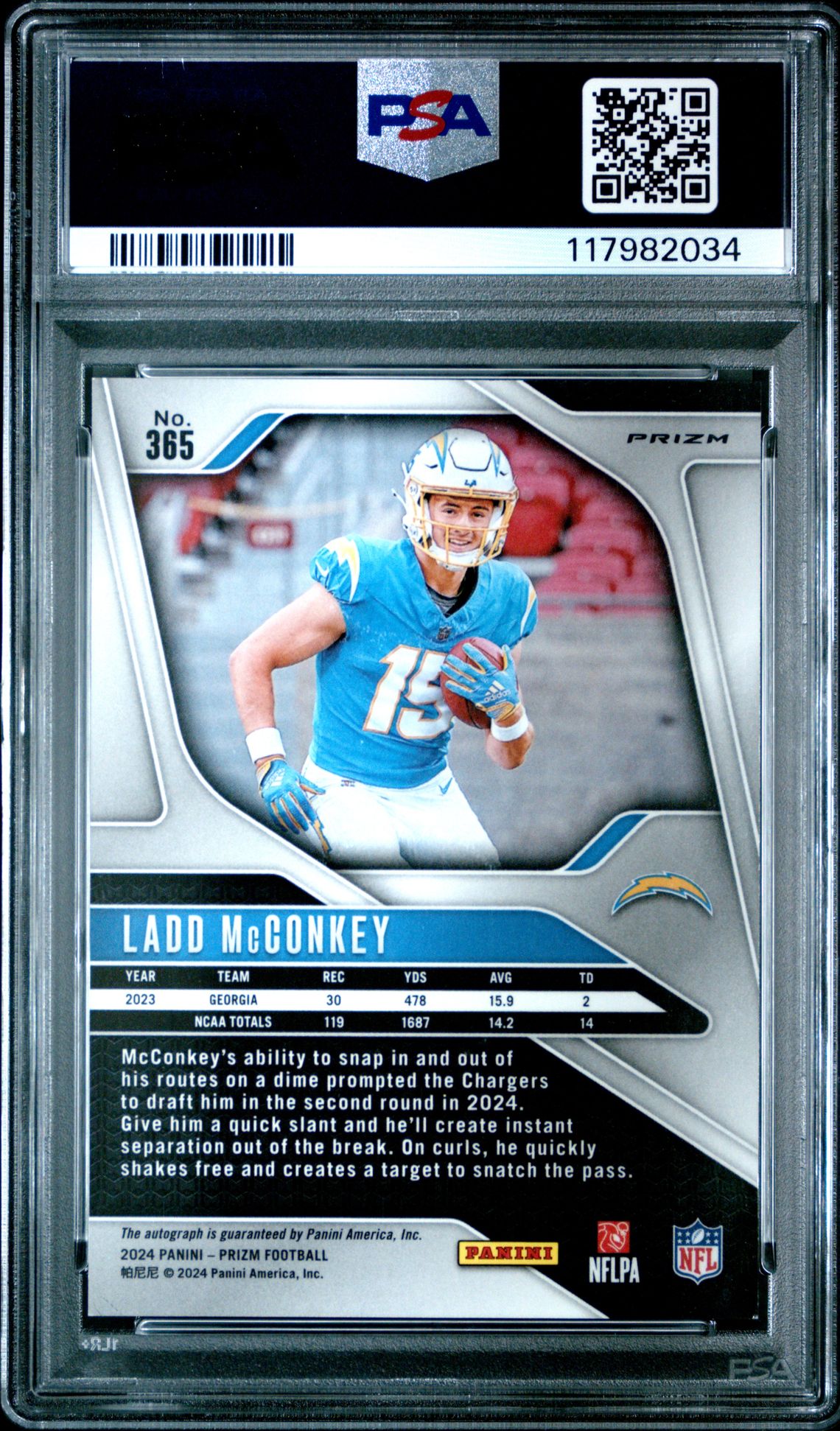2024 Panini Prizm Ladd Mcconkey #365 (Autograph-Pink Prizm) Mint 9 back