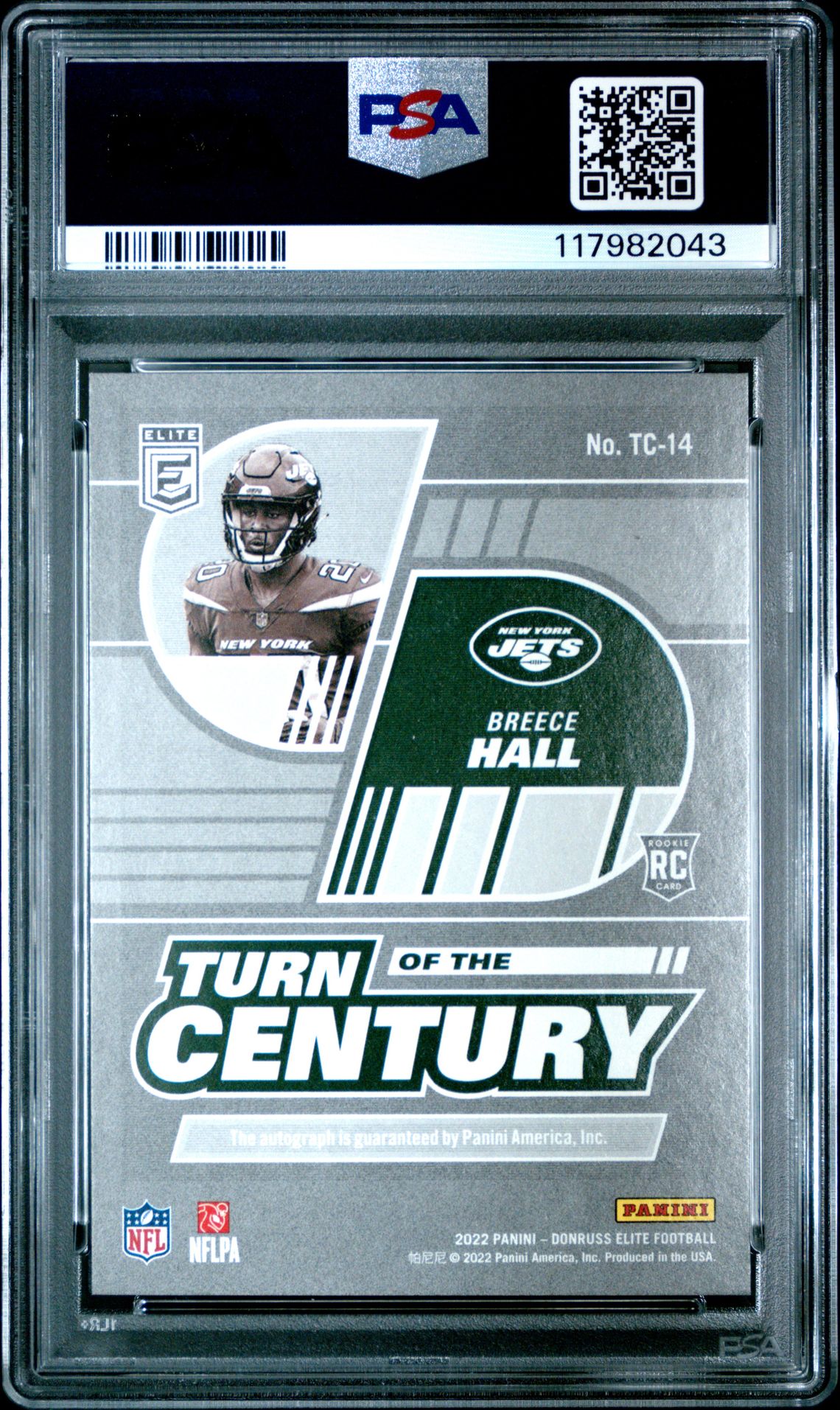 2022 Panini Donruss Elite Turn Of The Century Autographs Breece Hall #Tc14 (Turn Of The Century Auto.) Mint 9 back