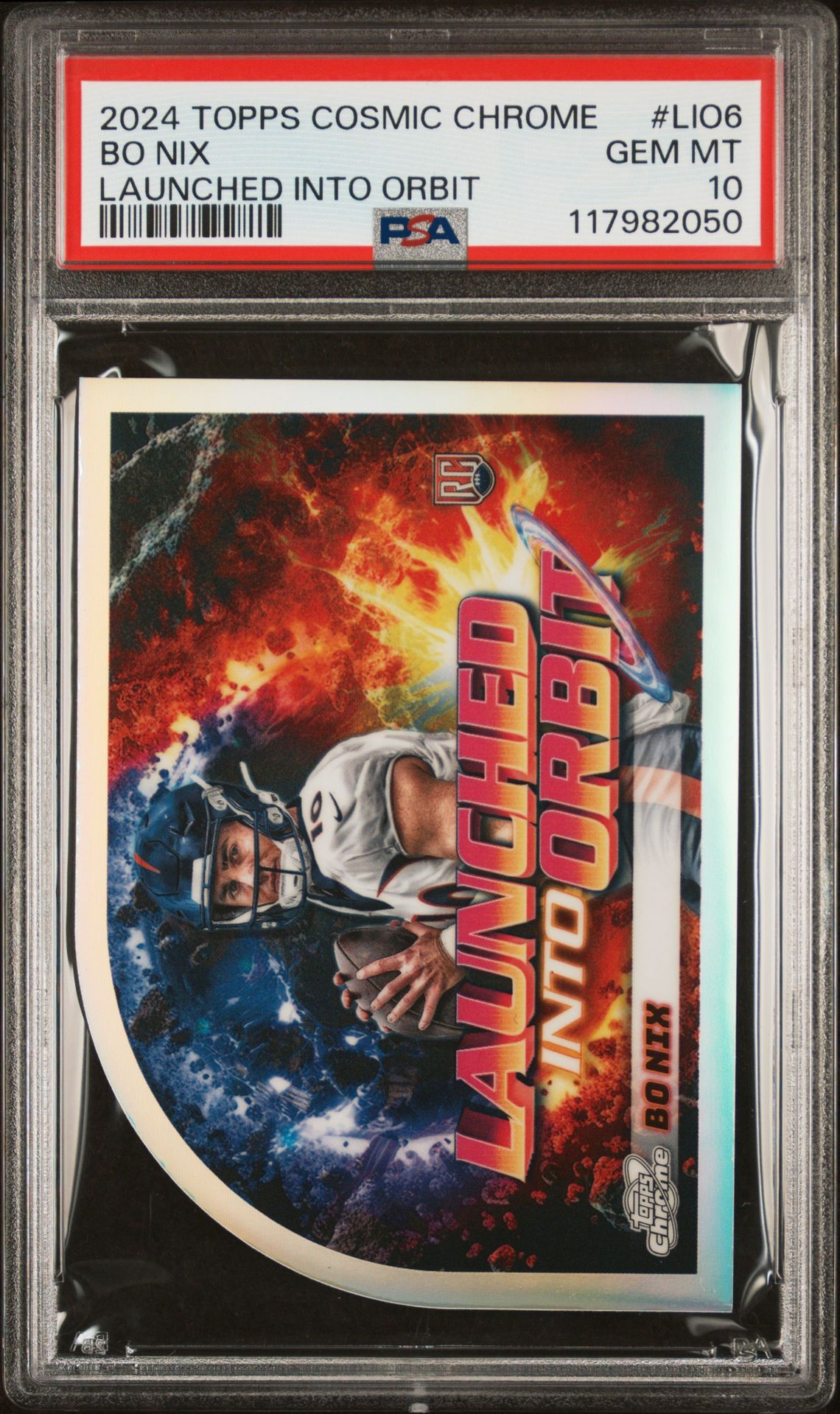 2024 Topps Cosmic Chrome Launched Into Orbit Bo Nix #Lio6 Gem Mt 10 front