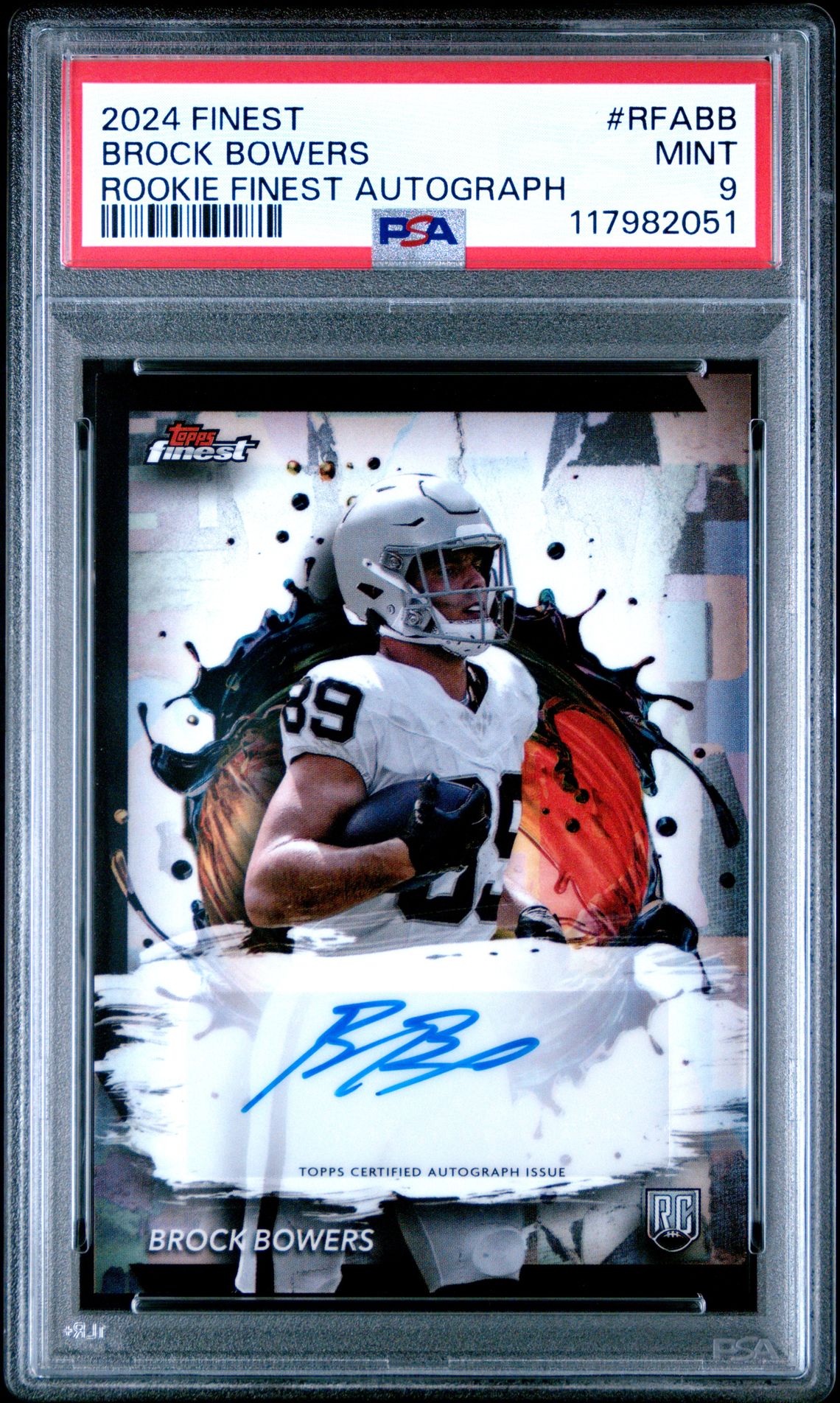 2024 Topps Finest Rookie Finest Autographs Brock Bowers #Rfabb Mint 9 front