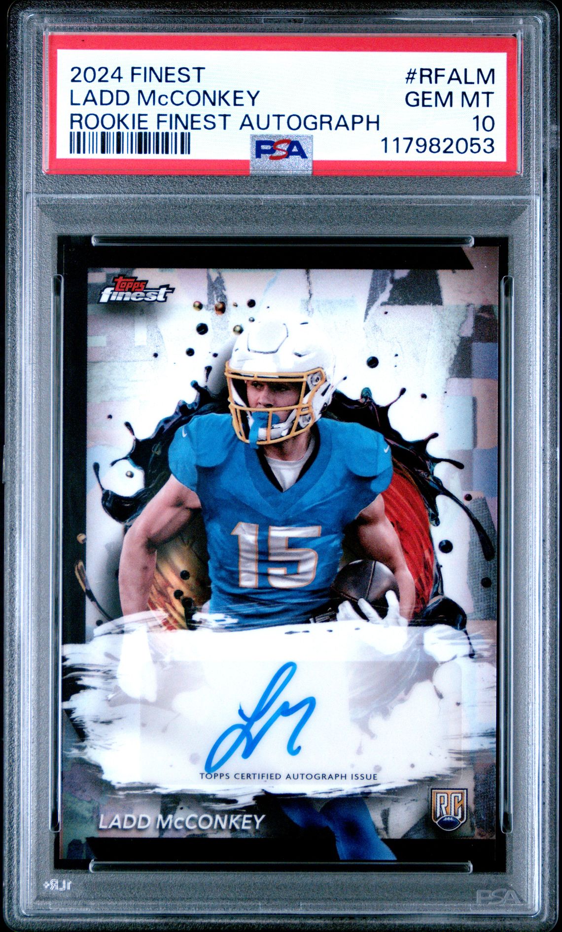 2024 Topps Finest Rookie Finest Autographs Ladd Mcconkey #Rfalm Gem Mt 10 front