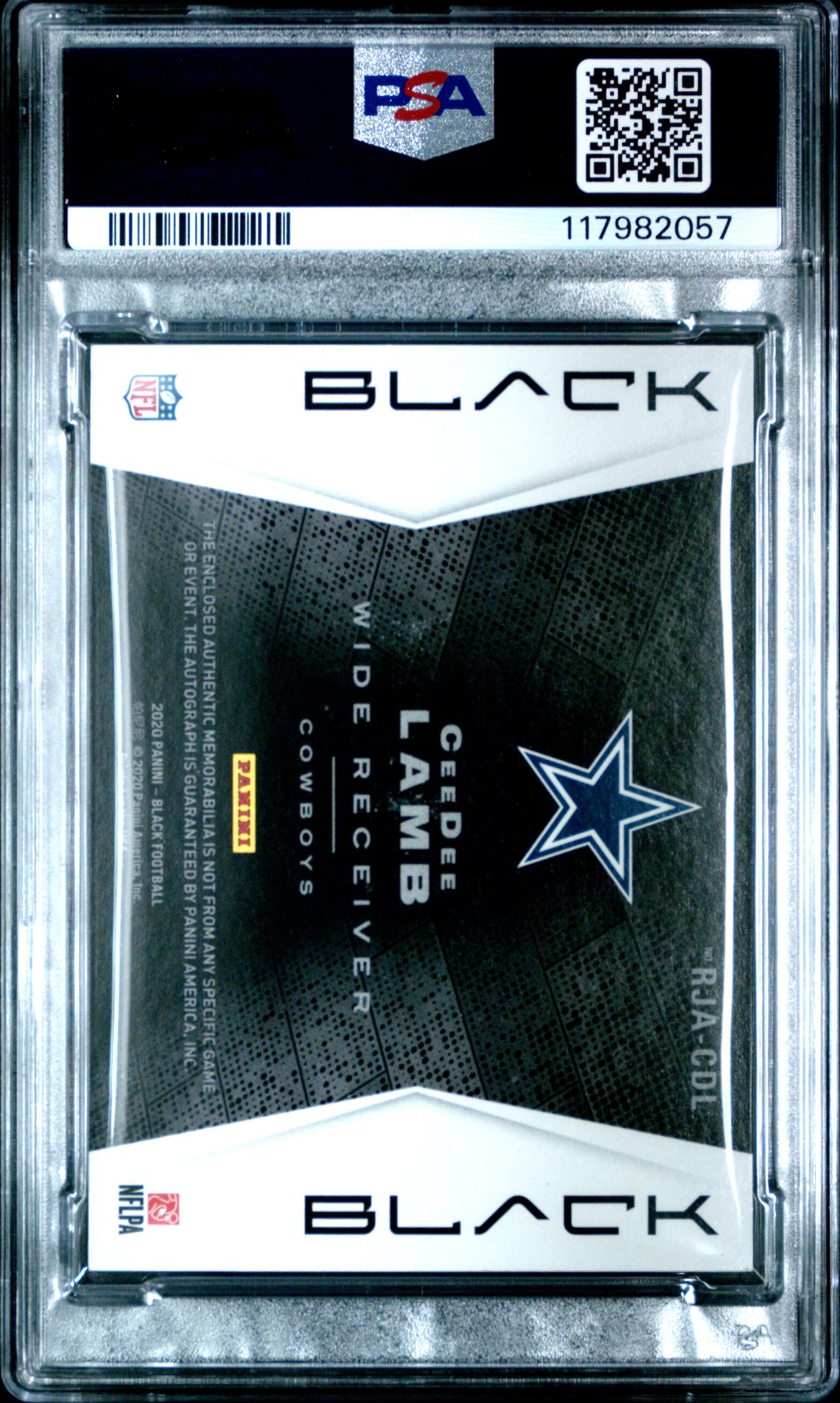 2020 Panini Black Rookie Jersey Autographs Ceedee Lamb #Rjacdl (Rookie Jersey Auto-Green) Mint 9 back