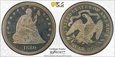 1880 25C PR64CAM