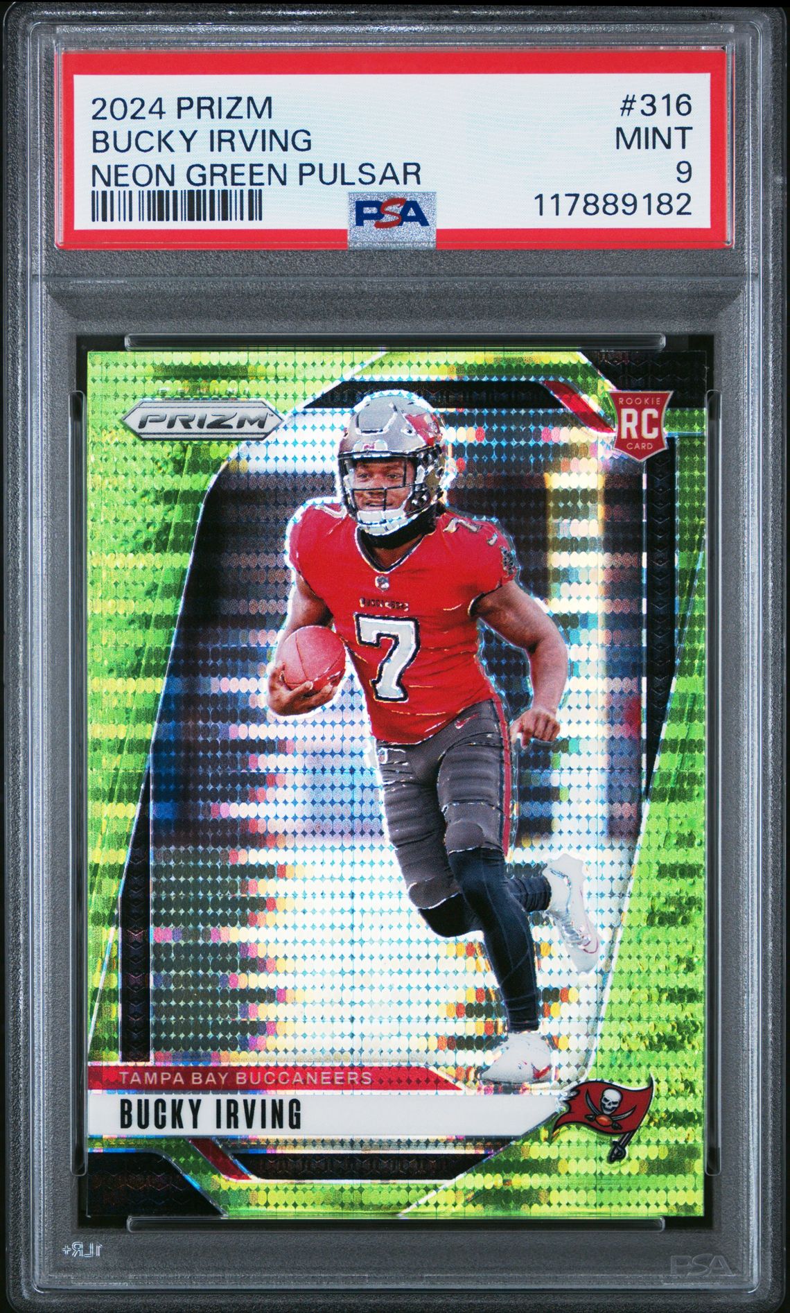 2024 Panini Prizm Bucky Irving #316 (Neon Green Pulsar) Mint 9 front