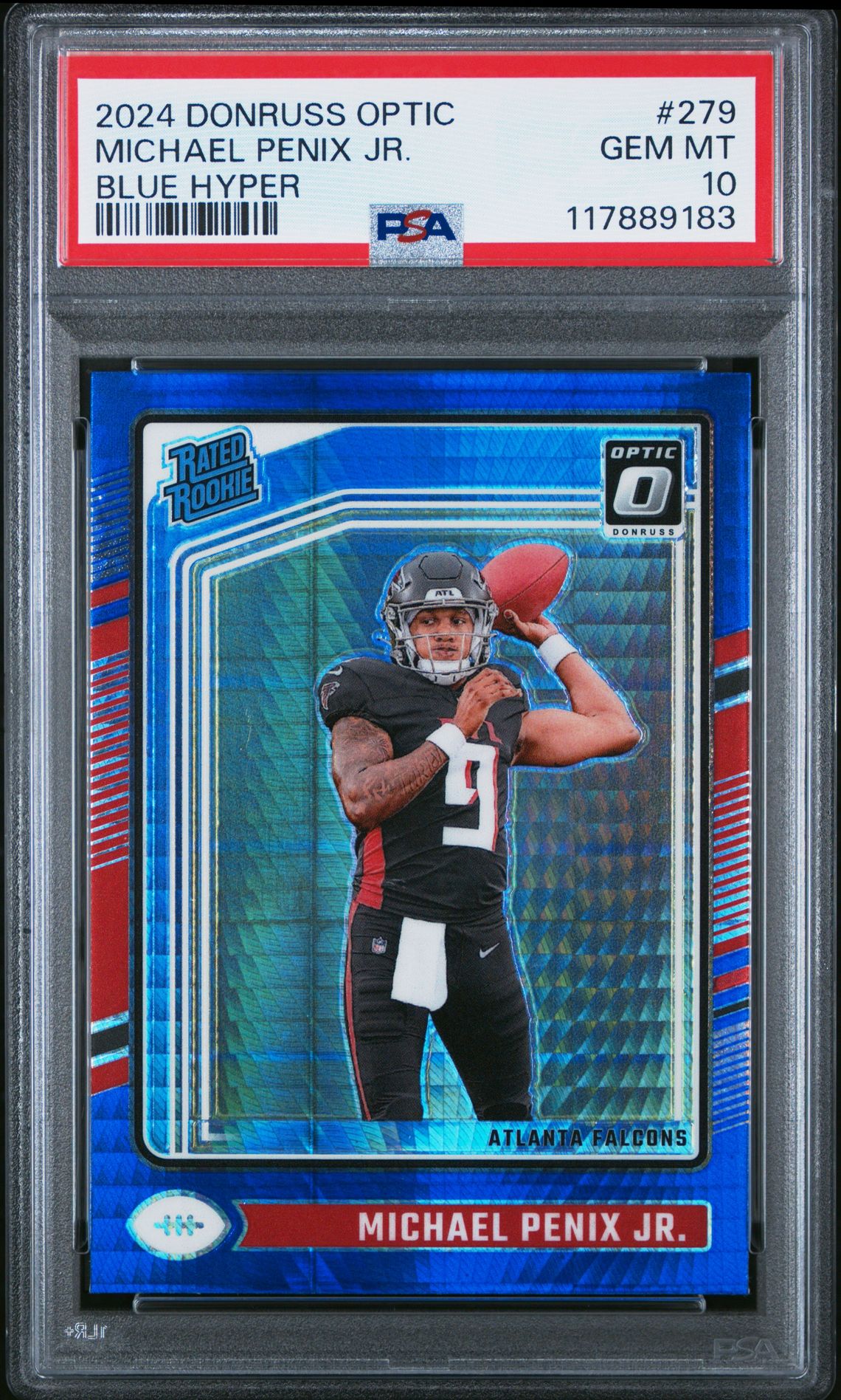 2024 Panini Donruss Optic Michael Penix Jr. #279 (Blue Hyper) Gem Mt 10 front