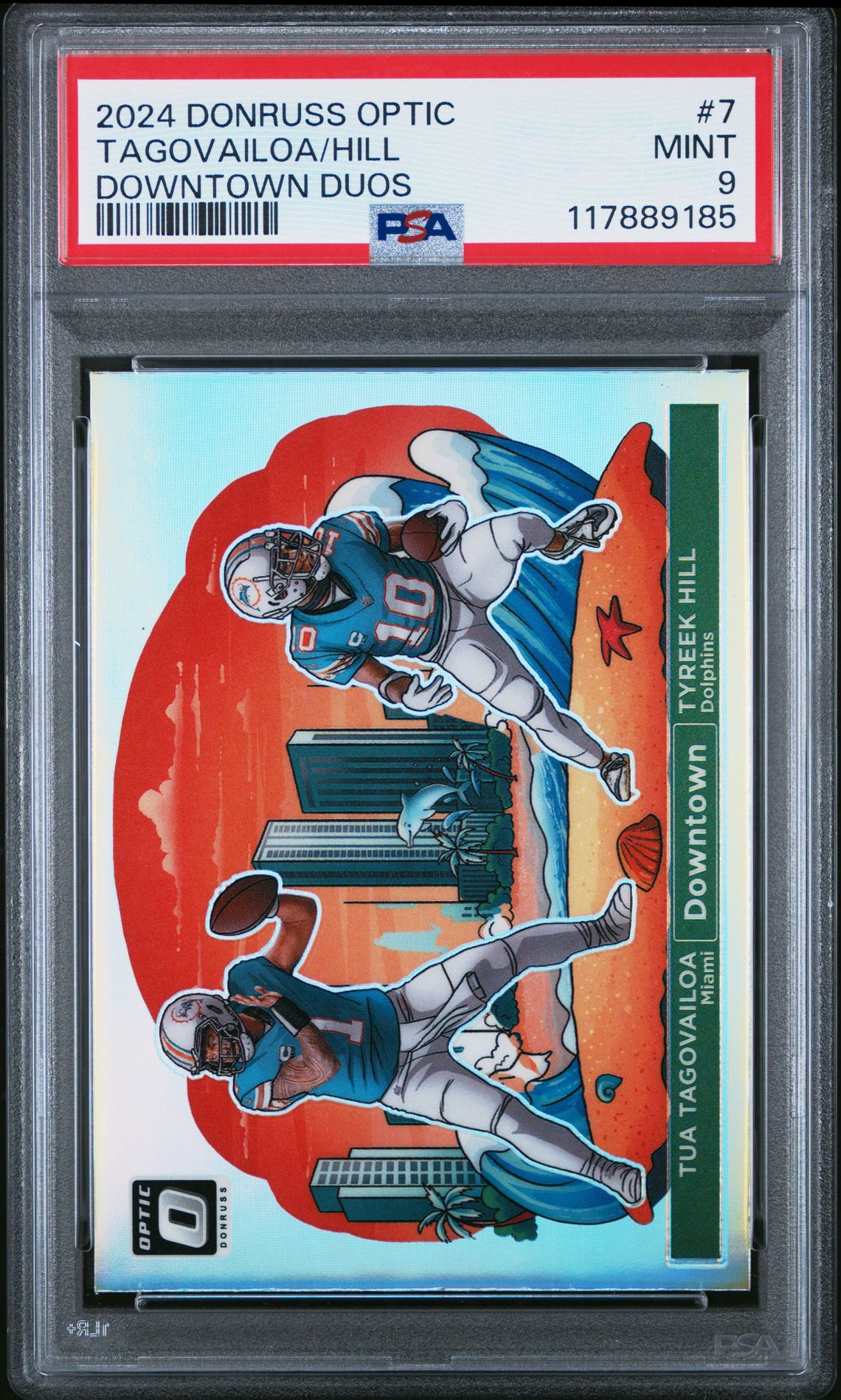 2024 Panini Donruss Optic Downtown Duos Tagovailoa/Hill #7 Mint 9 front