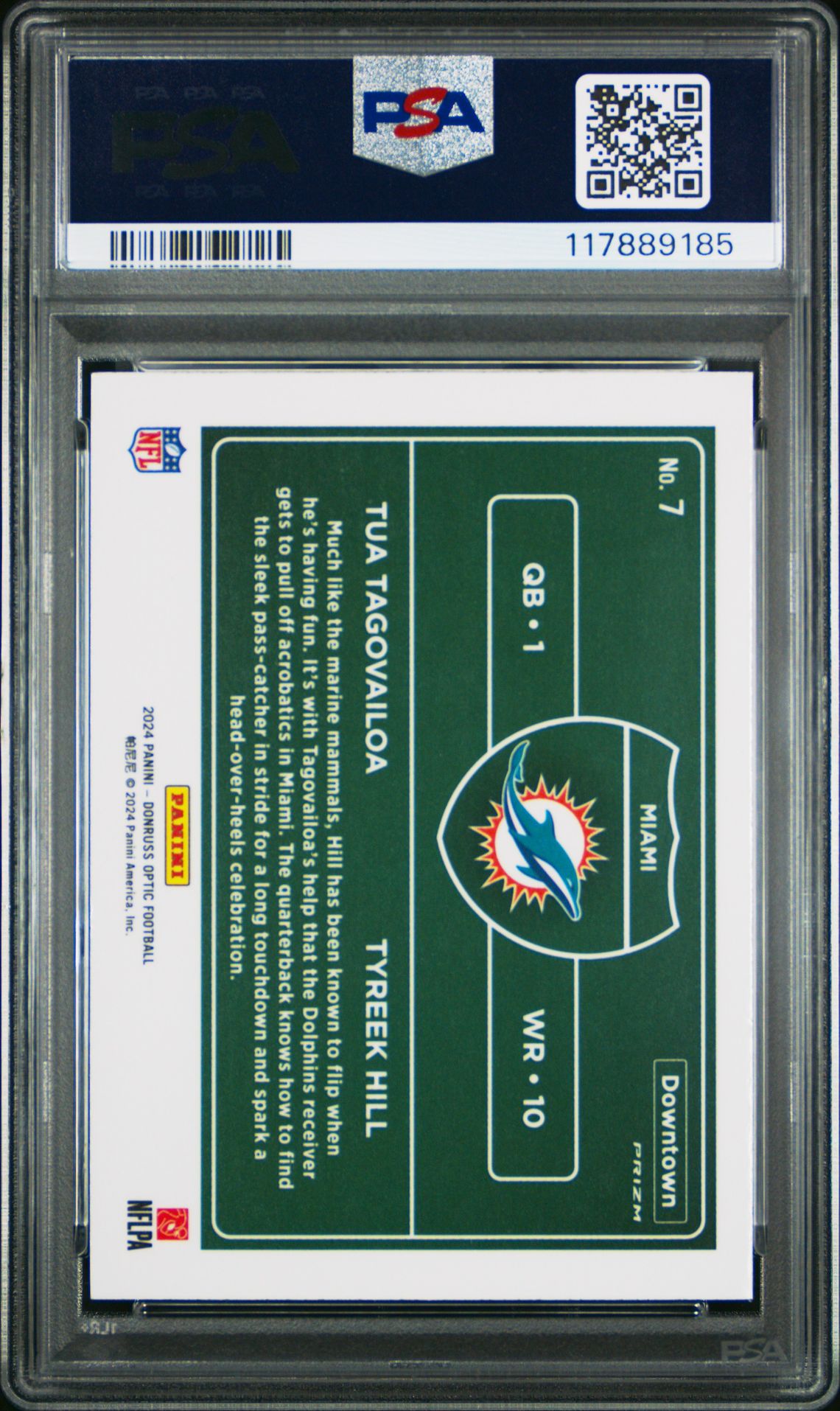 2024 Panini Donruss Optic Downtown Duos Tagovailoa/Hill #7 Mint 9 back