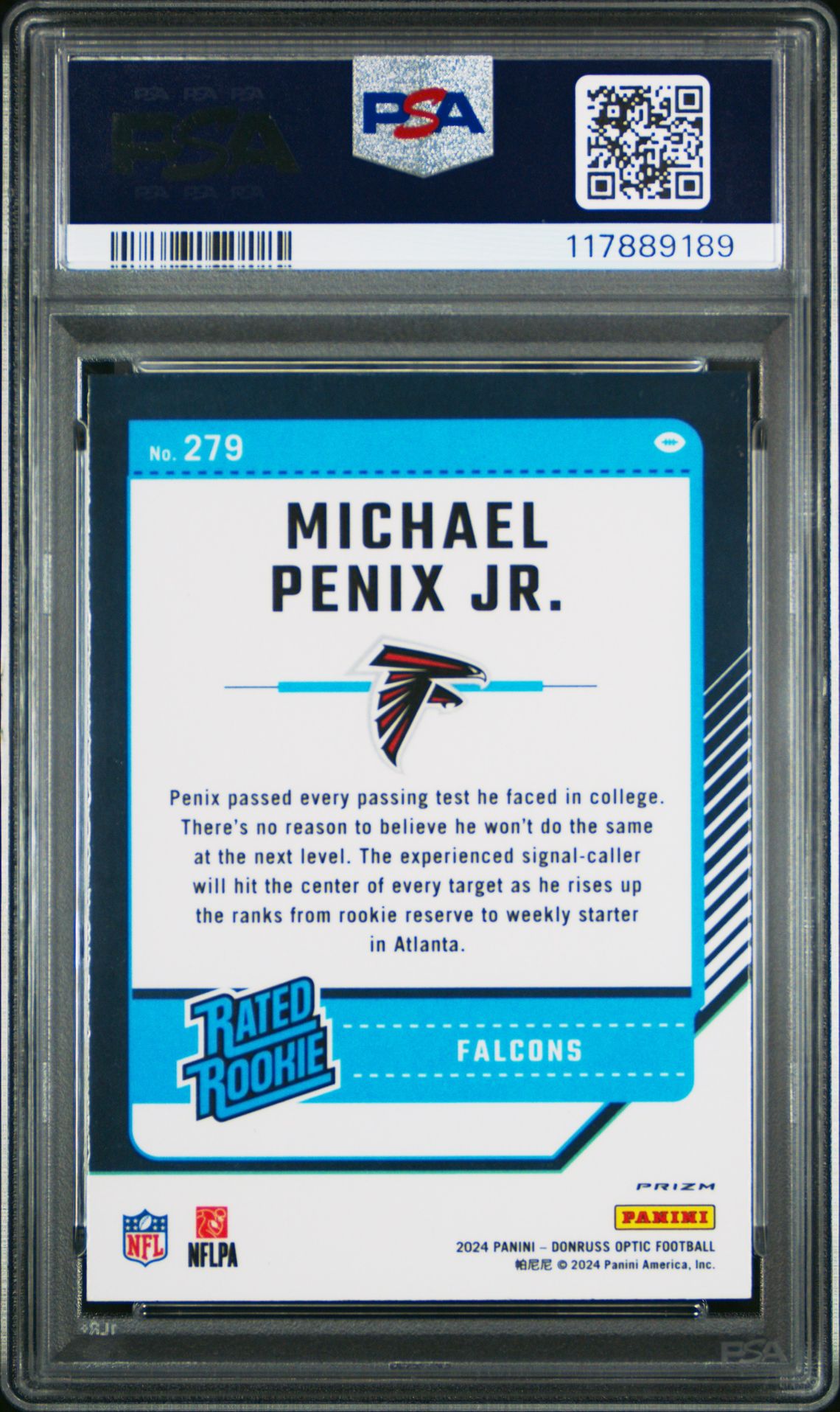 2024 Panini Donruss Optic Michael Penix Jr. #279 (Purple Shock) Nm-Mt 8 back