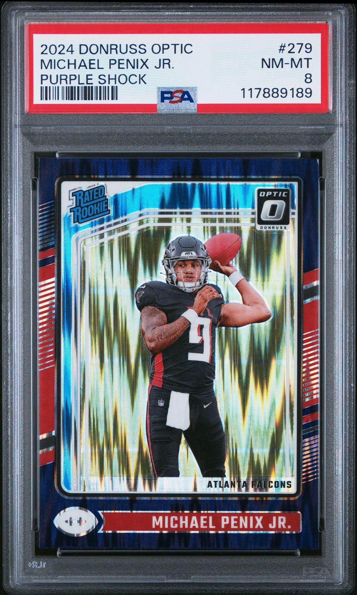 2024 Panini Donruss Optic Michael Penix Jr. #279 (Purple Shock) Nm-Mt 8 front