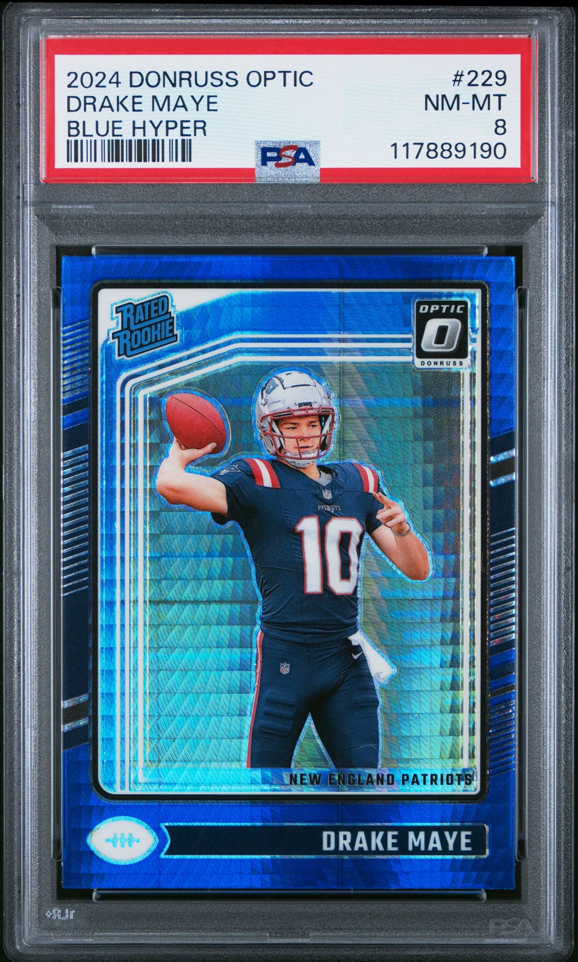 2024 Panini Donruss Optic Drake Maye #229 (Blue Hyper) Nm-Mt 8 front