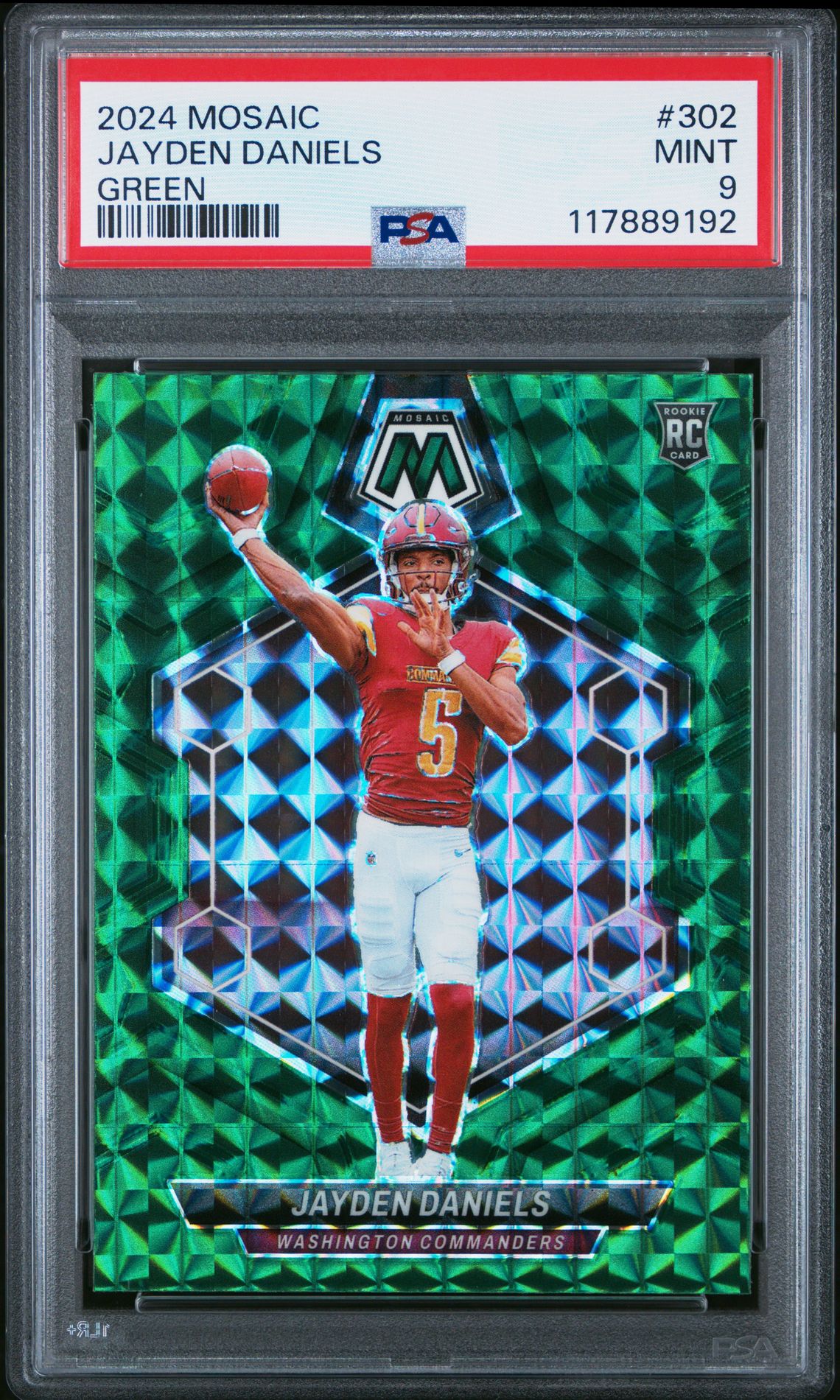 2024 Panini Mosaic Jayden Daniels #302 (Green) Mint 9 front