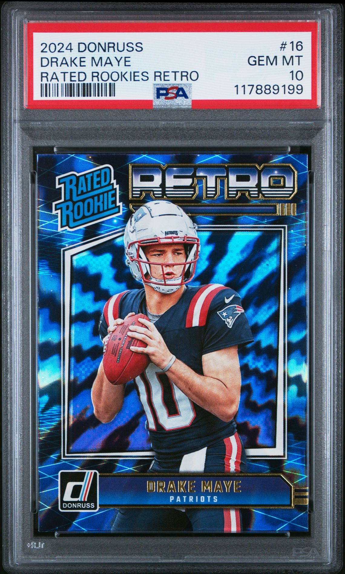 2024 Panini Donruss Rated Rookies Retro Drake Maye #16 Gem Mt 10 front