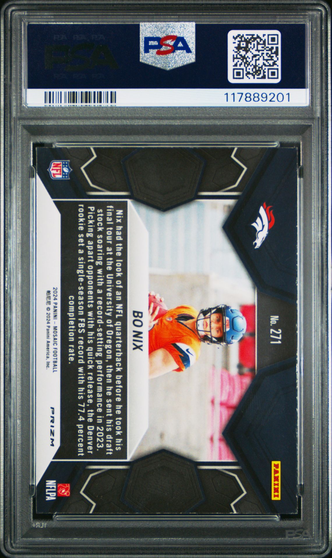 2024 Panini Mosaic Bo Nix #271 (Mosaic) Mint 9 back