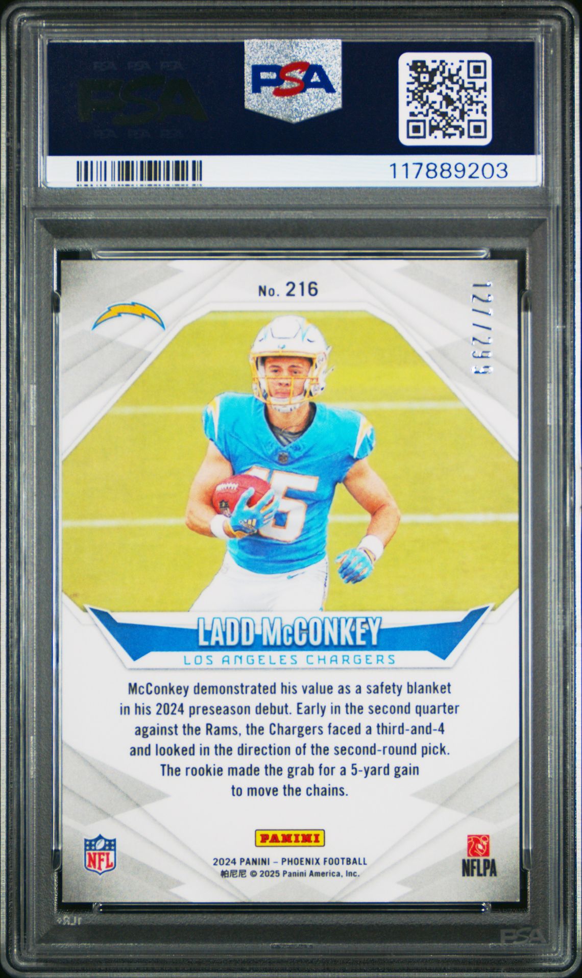 2024 Panini Phoenix Ladd Mcconkey #216 (Red Fade) Mint 9 back