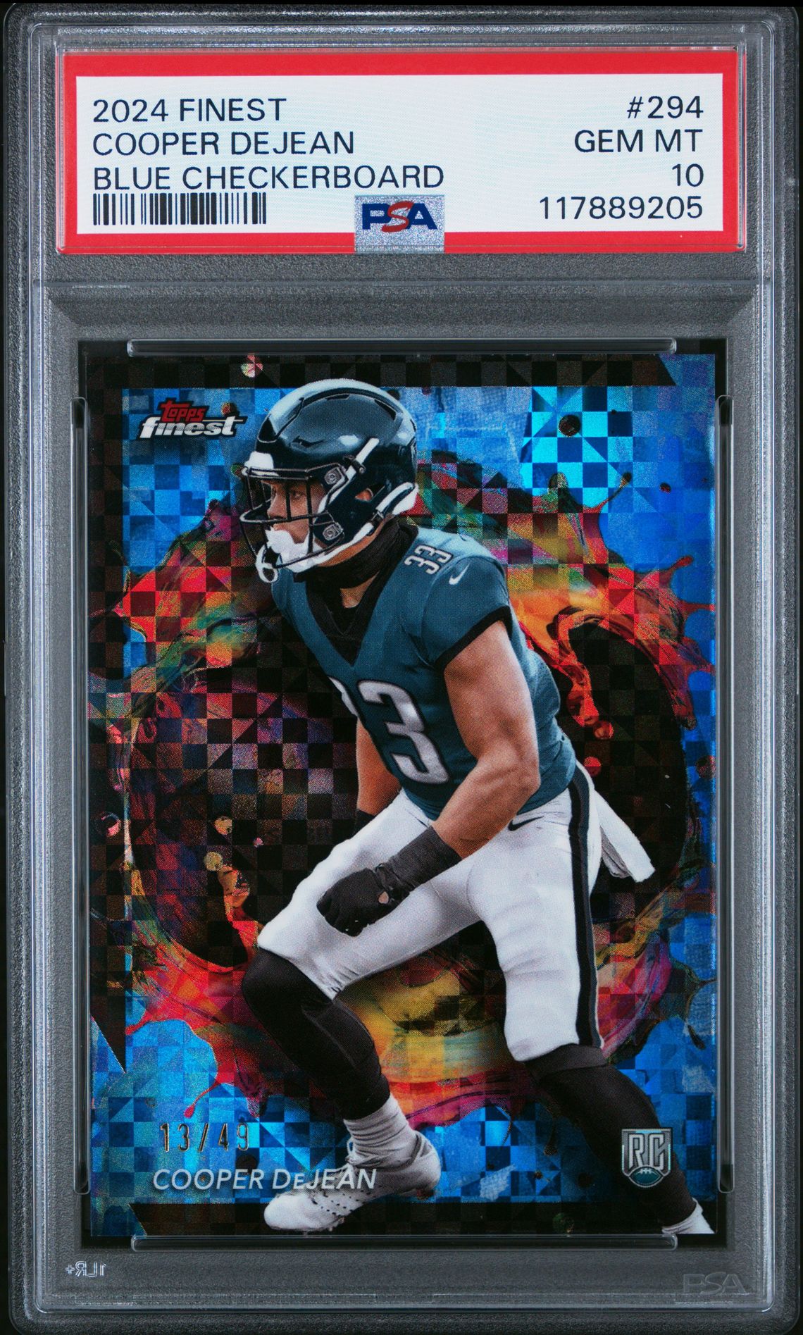 2024 Topps Finest Cooper Dejean #294 (Blue Checkerboard) Gem Mt 10 front