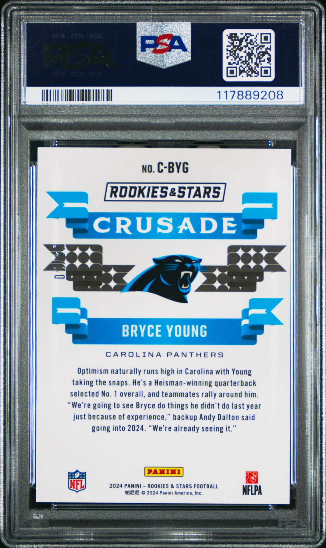 2024 Panini Rookies & Stars Crusade Bryce Young #Cbyg (Crusade-Gold) Mint 9 back