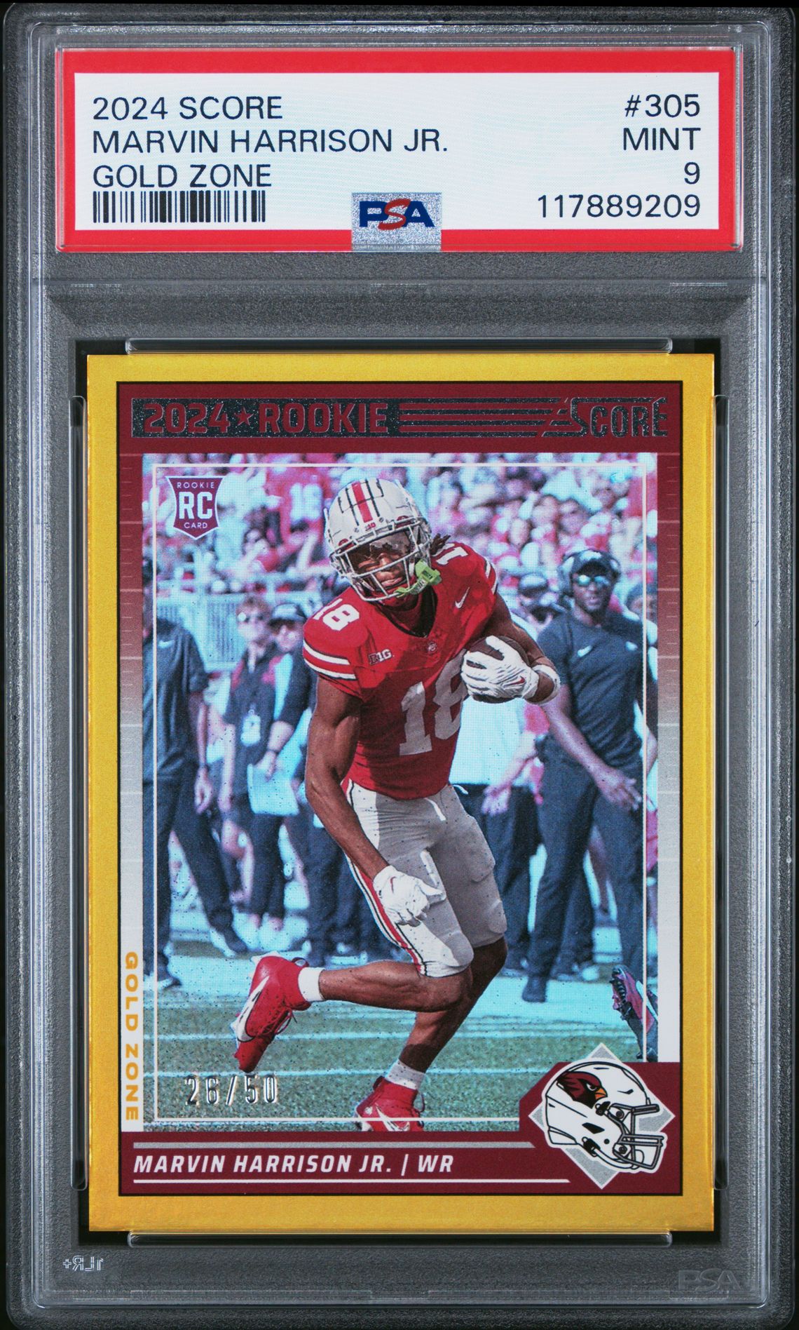 2024 Panini Score Marvin Harrison Jr. #305 (Gold Zone) Mint 9 front
