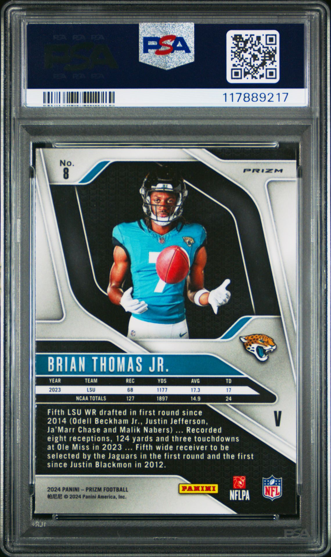 2024 Panini Prizm Rookie Variation Brian Thomas Jr. #8 Mint 9 back