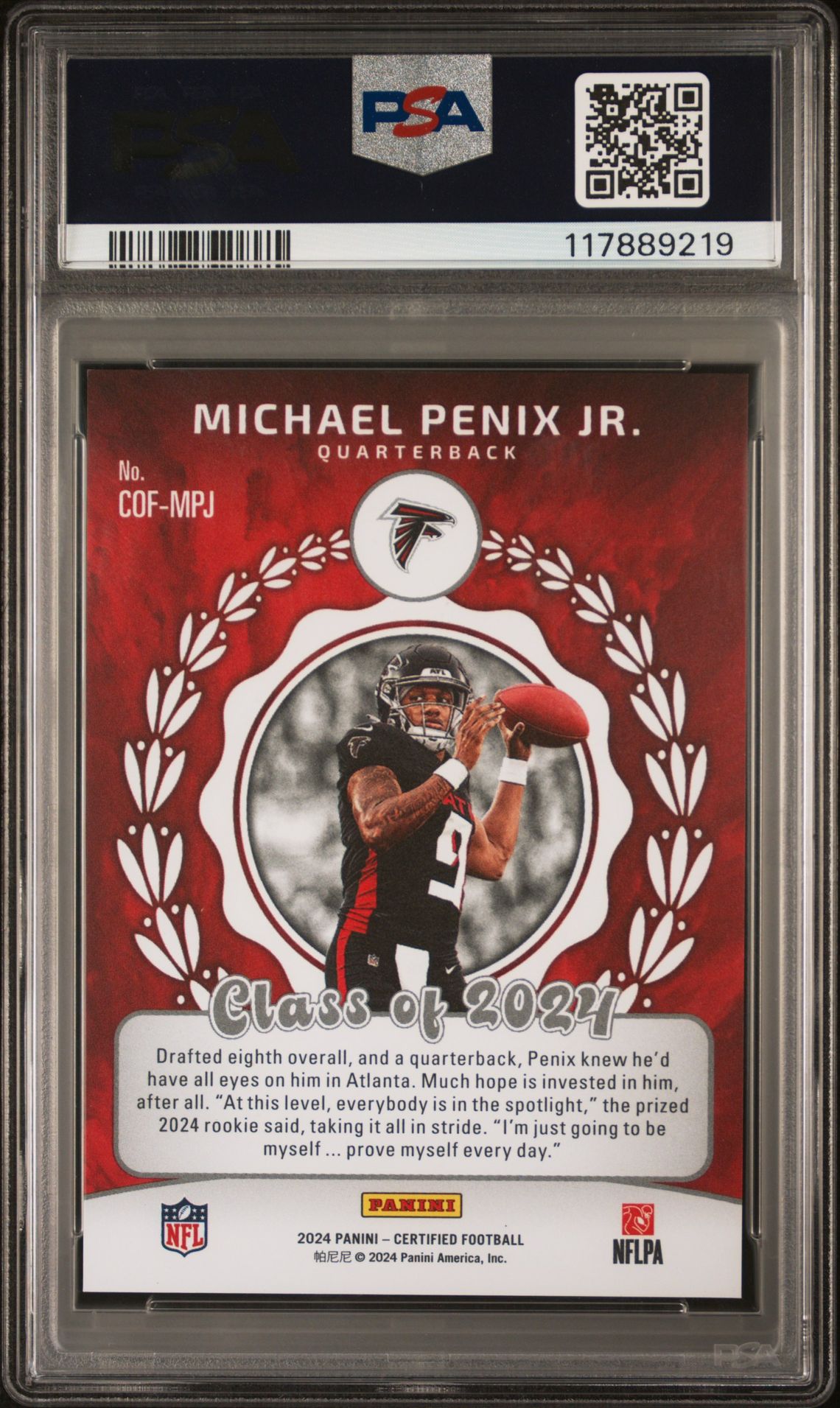 2024 Panini Certified Class Of 2024 Michael Penix Jr. #Cofmpj Mint 9 back