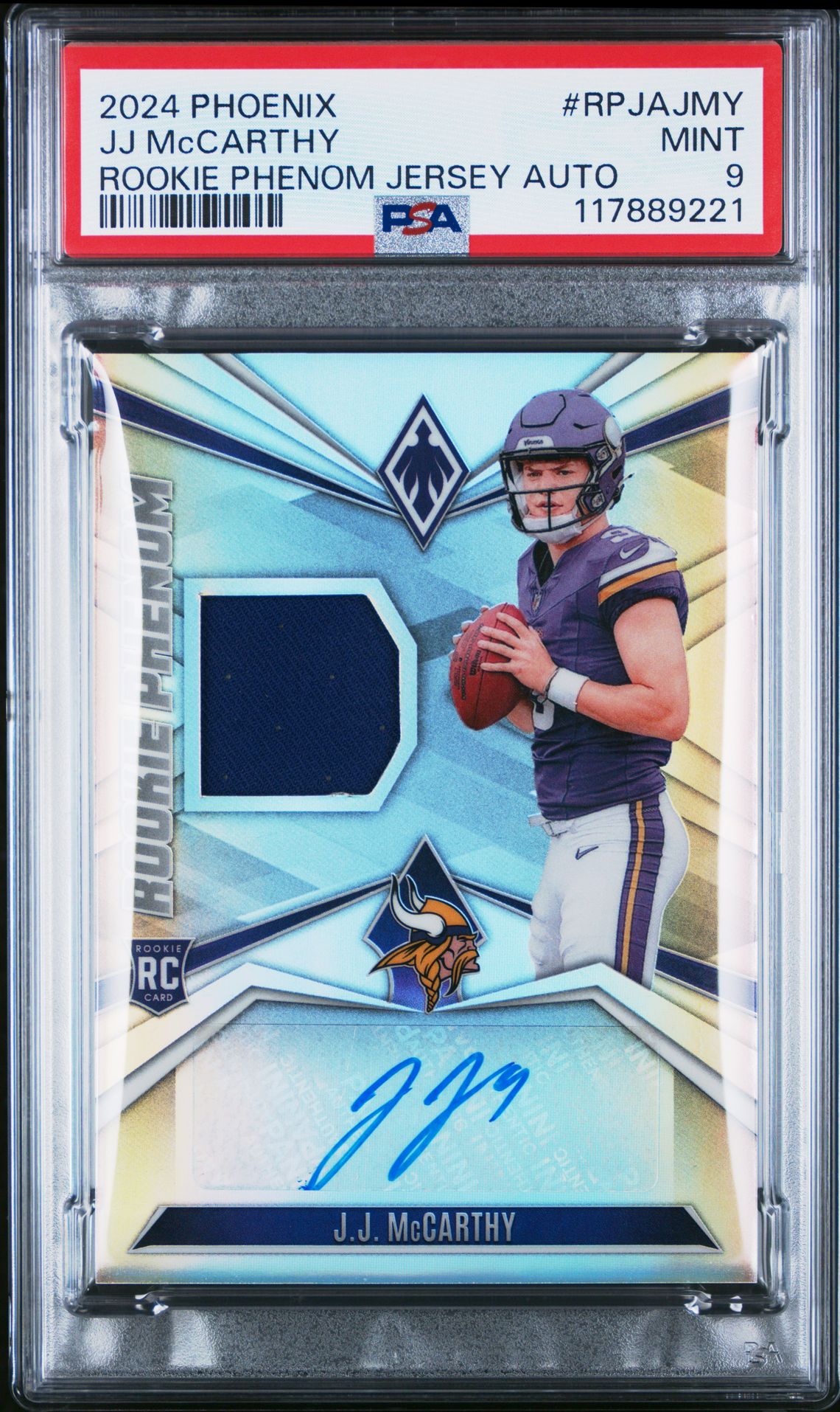 2024 Panini Phoenix Rookie Phenoms Jersey Autographs Jj Mccarthy #Rpjajmy (Rookie Phenom Jersey Auto) Mint 9 front