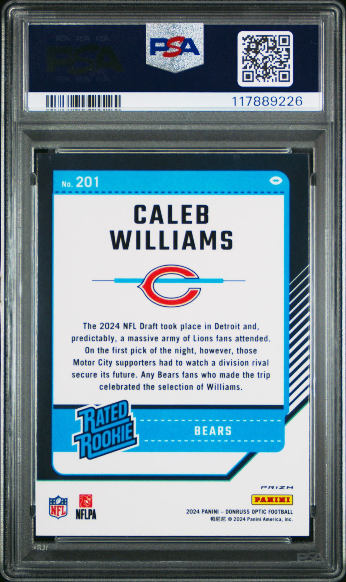 2024 Panini Donruss Optic Caleb Williams #201 (Rocket) Mint 9 back