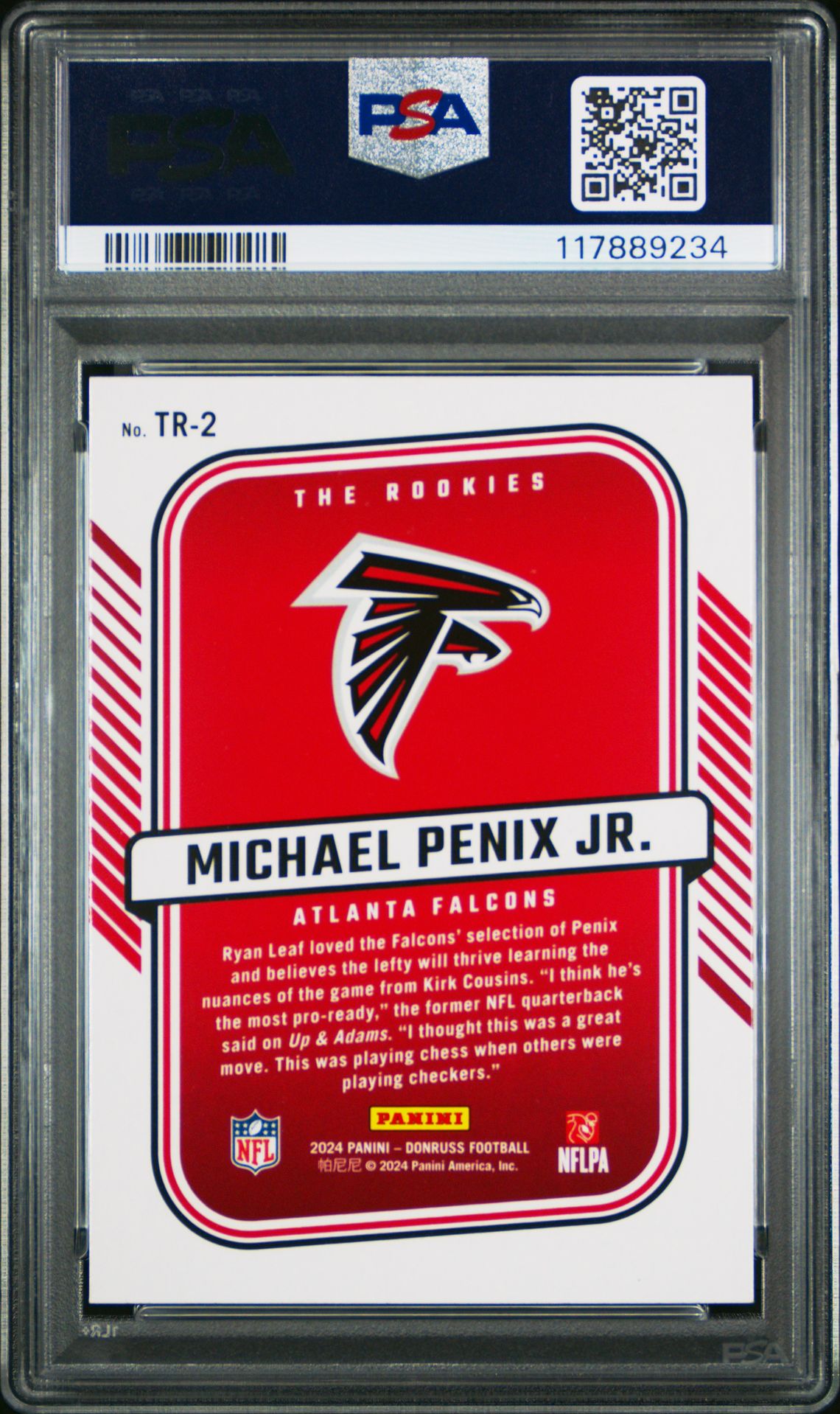 2024 Panini Donruss The Rookies Michael Penix Jr. #Tr2 Gem Mt 10 back