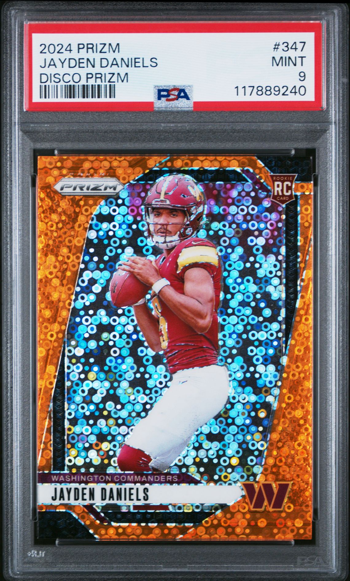 2024 Panini Prizm Jayden Daniels #347 (Disco Prizm) Mint 9 front