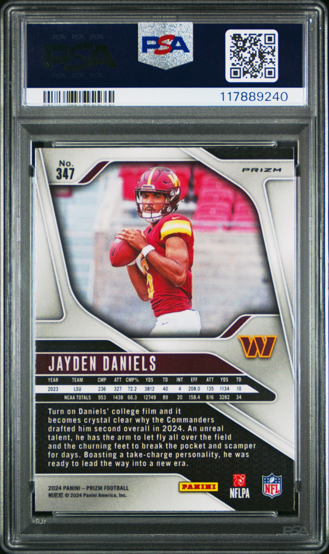 2024 Panini Prizm Jayden Daniels #347 (Disco Prizm) Mint 9 back