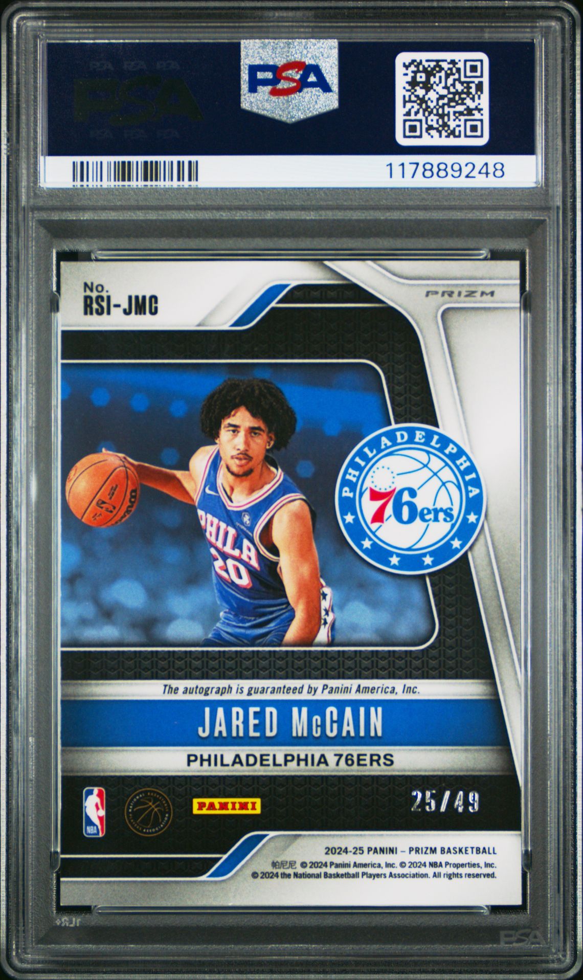 2024 Panini Prizm Rookie Signatures Jared Mccain #Rsijmc (Rk Signature-Blue Choice) Nm-Mt 8 back