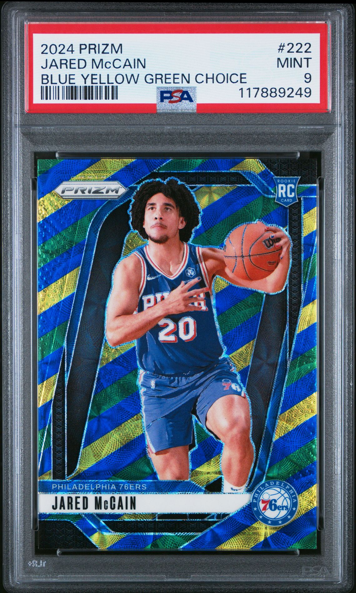 2024 Panini Prizm Jared Mccain #222 (Blue Yellow Green Choice) Mint 9 front