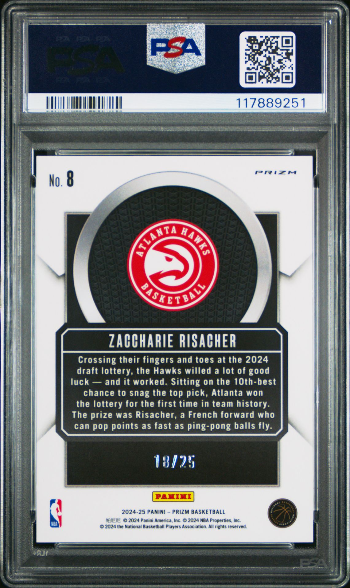 2024 Panini Prizm Talismen Zaccharie Risacher #8 (Talismen-Mojo Prizm) Nm-Mt 8 back